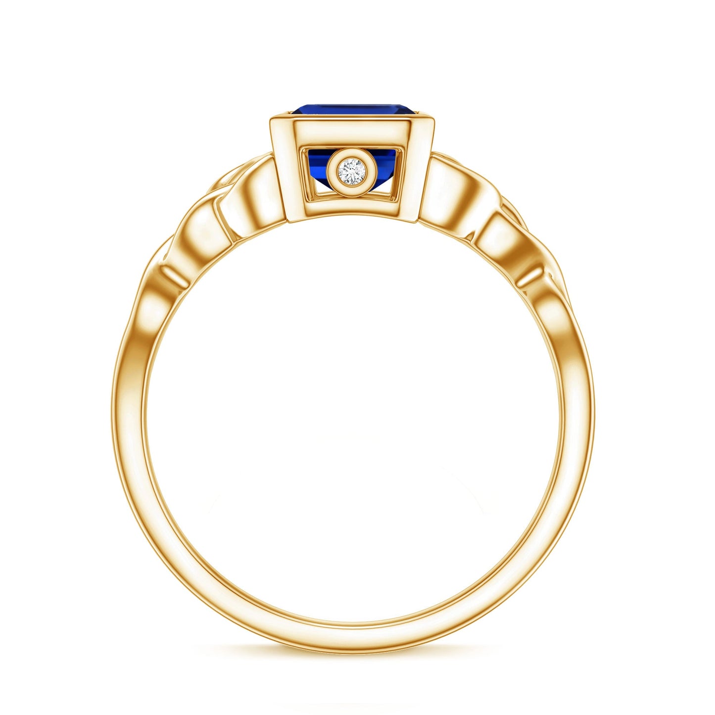 Solitaire Created Blue Sapphire Celtic Engagement Ring