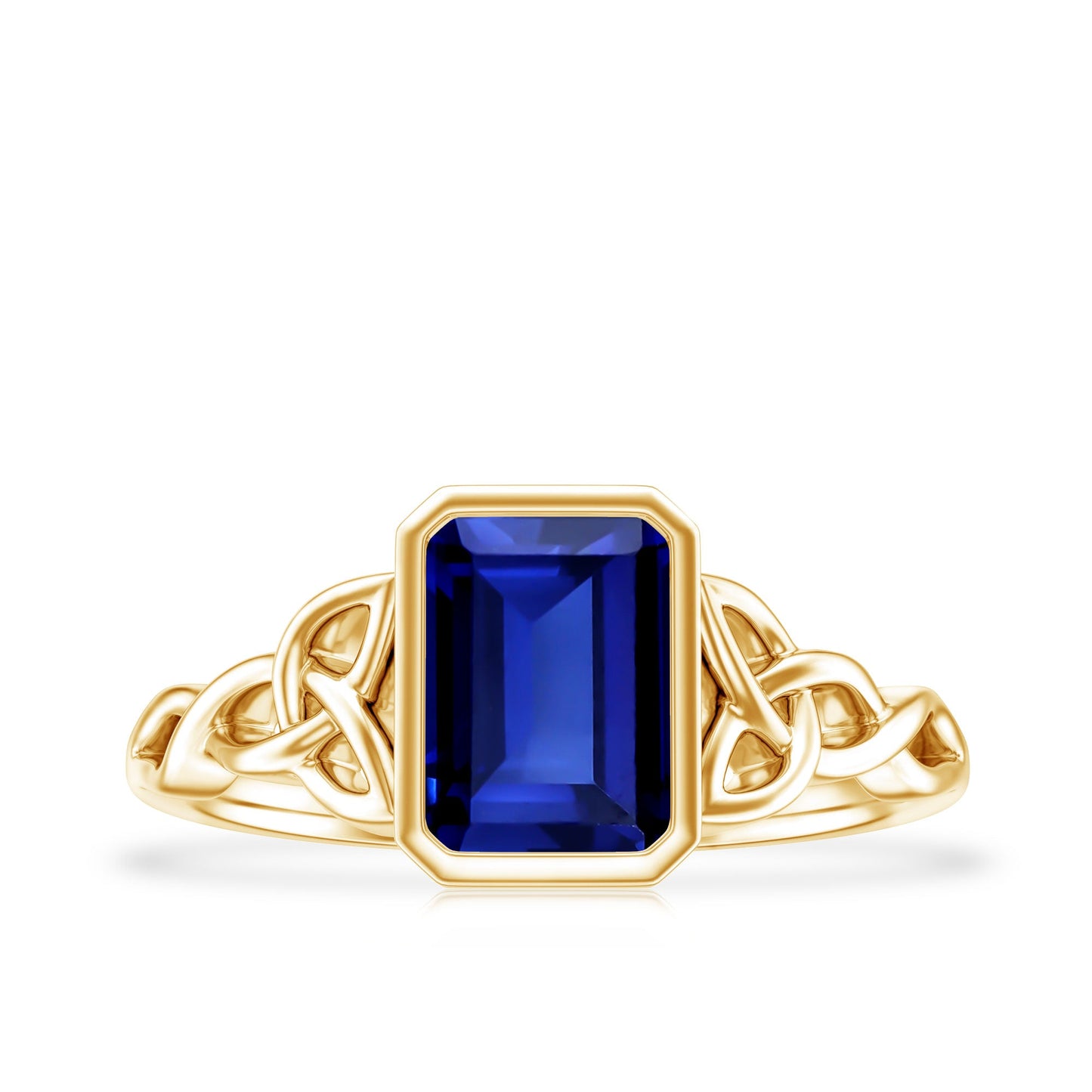 Solitaire Created Blue Sapphire Celtic Engagement Ring