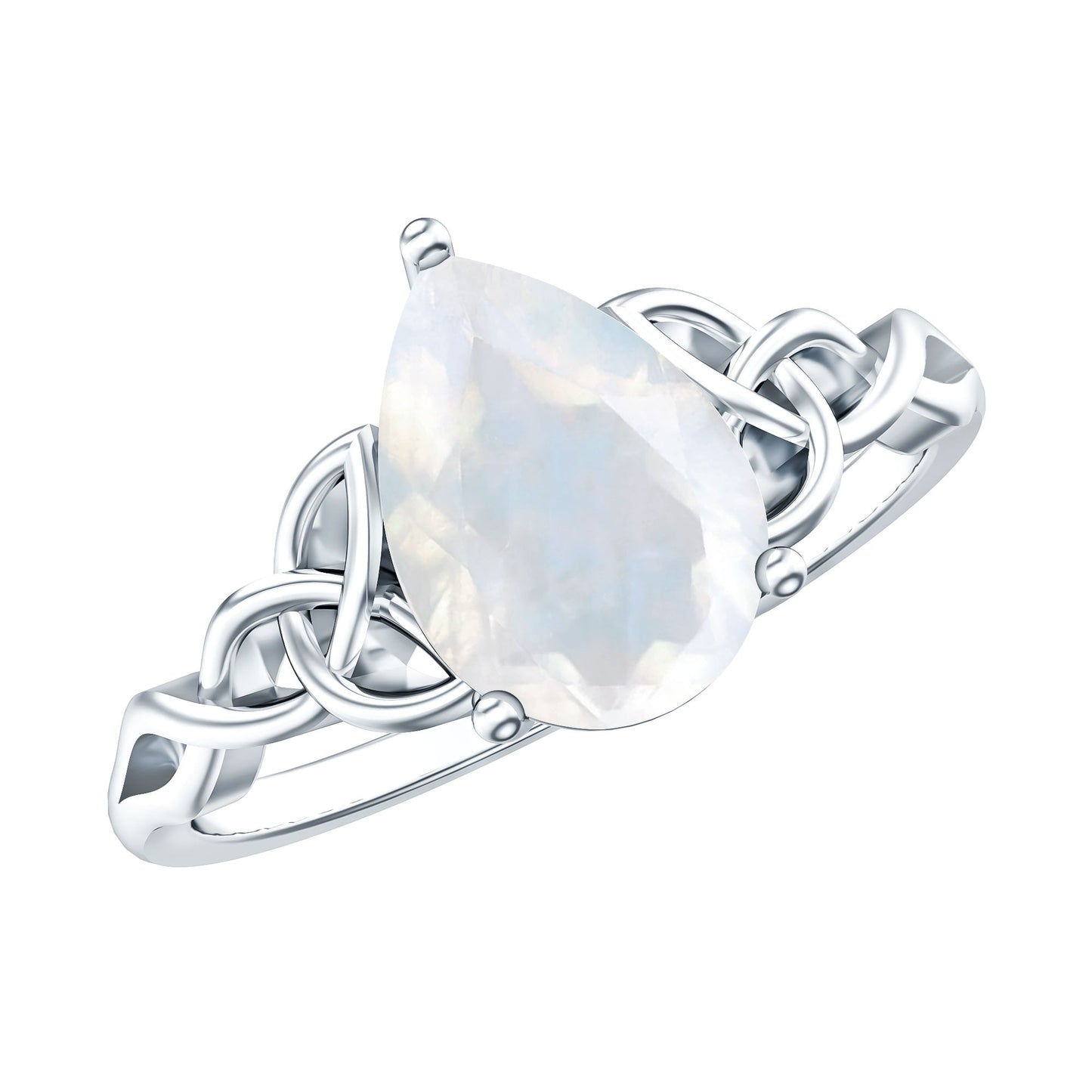 Pear Shaped Moonstone Solitaire Engagement Ring with Celtic Band