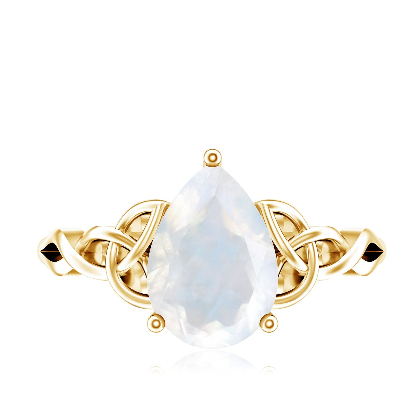 Pear Shaped Moonstone Solitaire Engagement Ring with Celtic Band