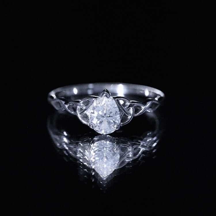 Pear Cut 0.79 Carat Moissanite Celtic Engagement Ring