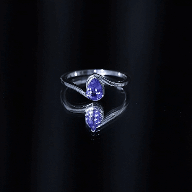 Natural Tanzanite Solitaire Engagement Ring with Bypass Shank