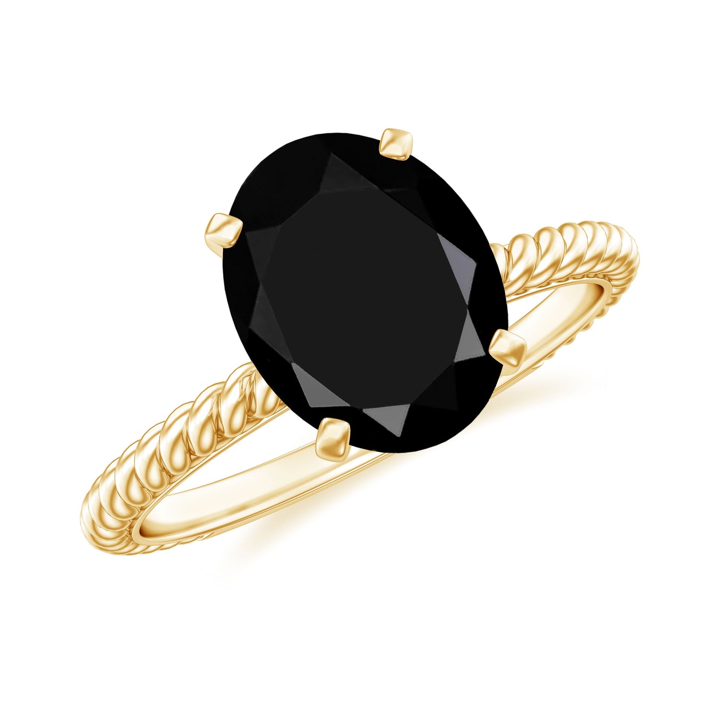4.2 Carat Oval Lab Grown Black Diamond Solitaire Engagement Ring with Surprise White Diamond