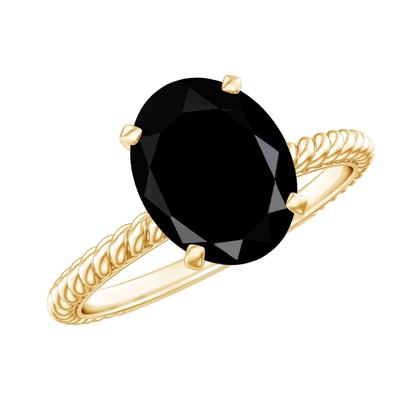 1.7 Carat Oval Cut Black Onyx Solitaire Engagement Ring with Diamond