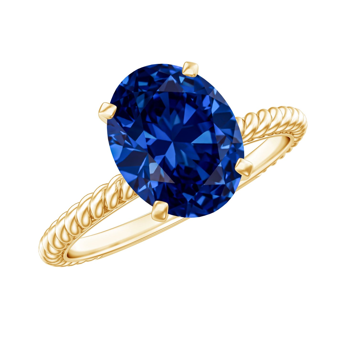 Certified 4 Carat Lab Grown Blue Sapphire Engagement Ring with Surprise Diamond
