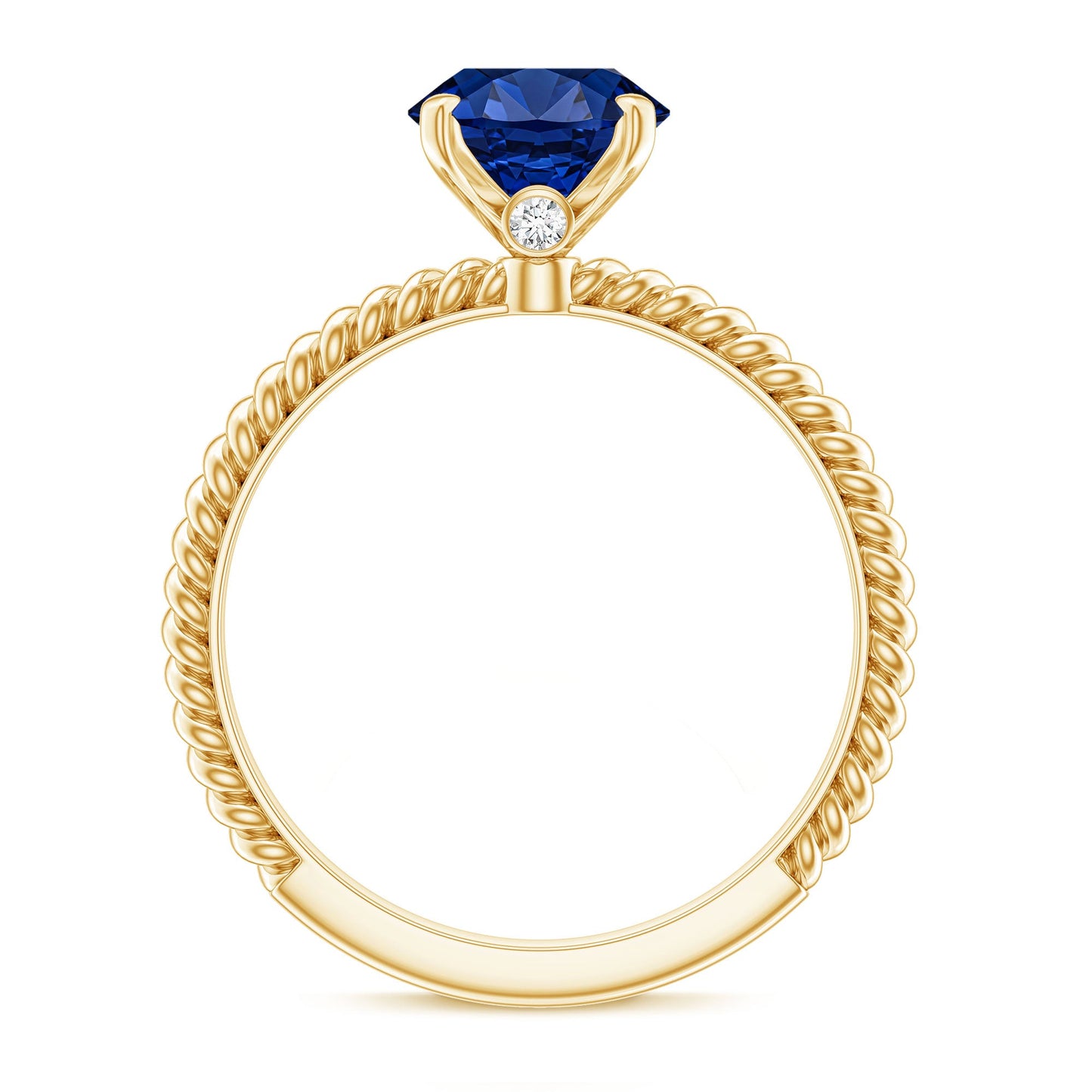 Certified 4 Carat Lab Grown Blue Sapphire Engagement Ring with Surprise Diamond