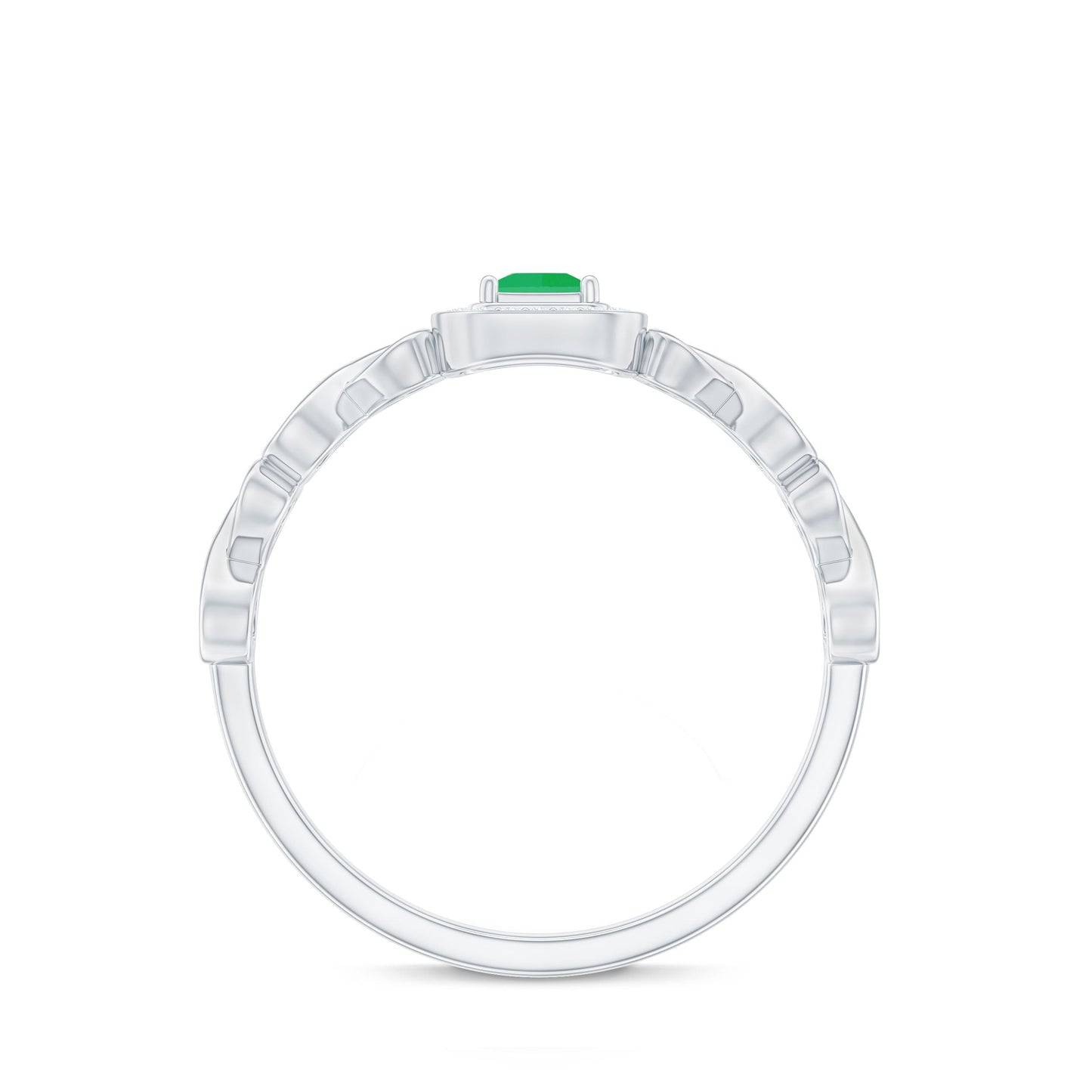 Natural Princess Cut Emerald Diamond Promise Ring For Her