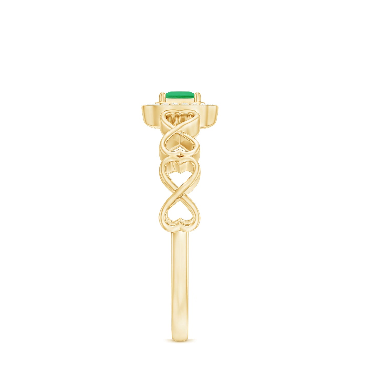 Natural Princess Cut Emerald Diamond Promise Ring For Her