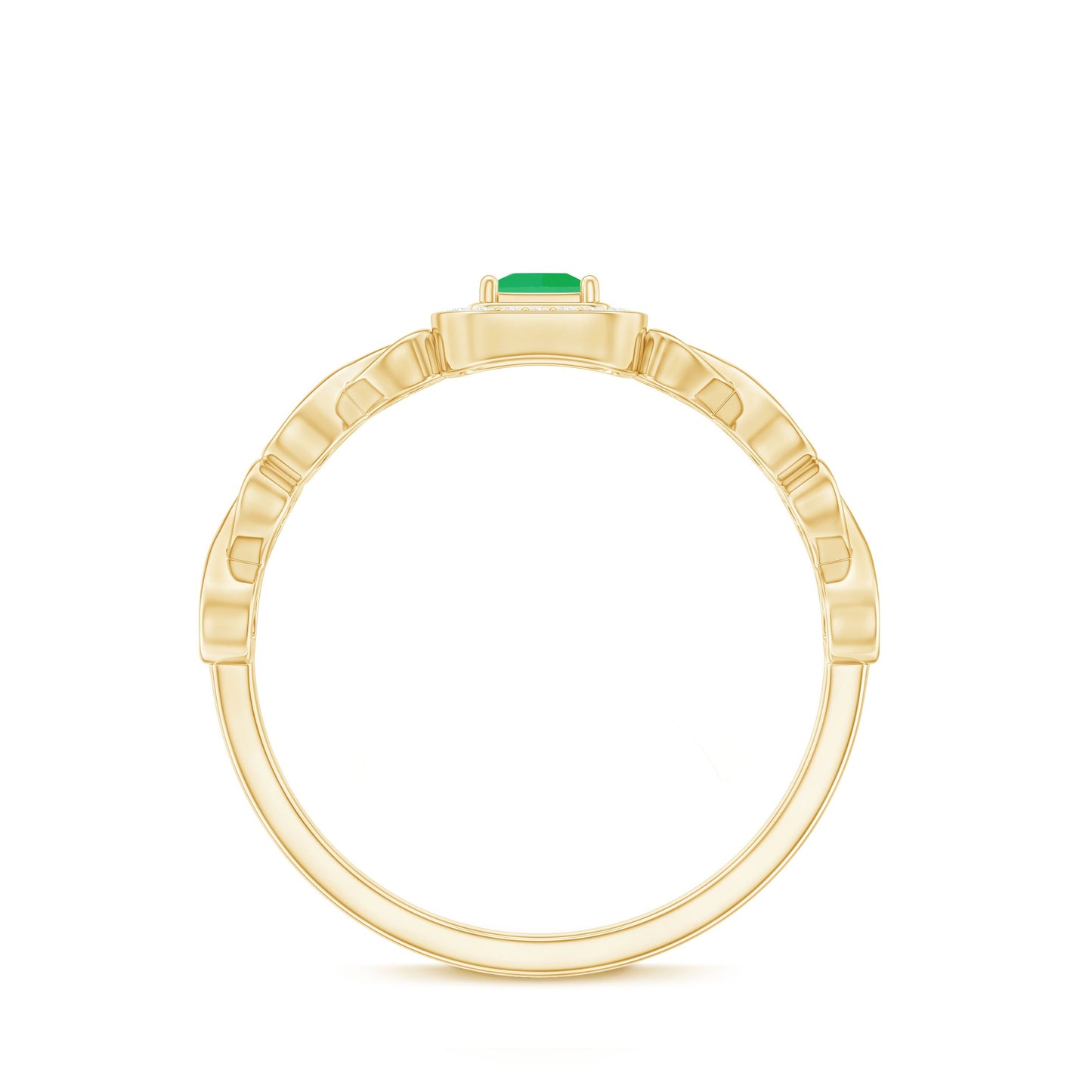 Natural Princess Cut Emerald Diamond Promise Ring For Her