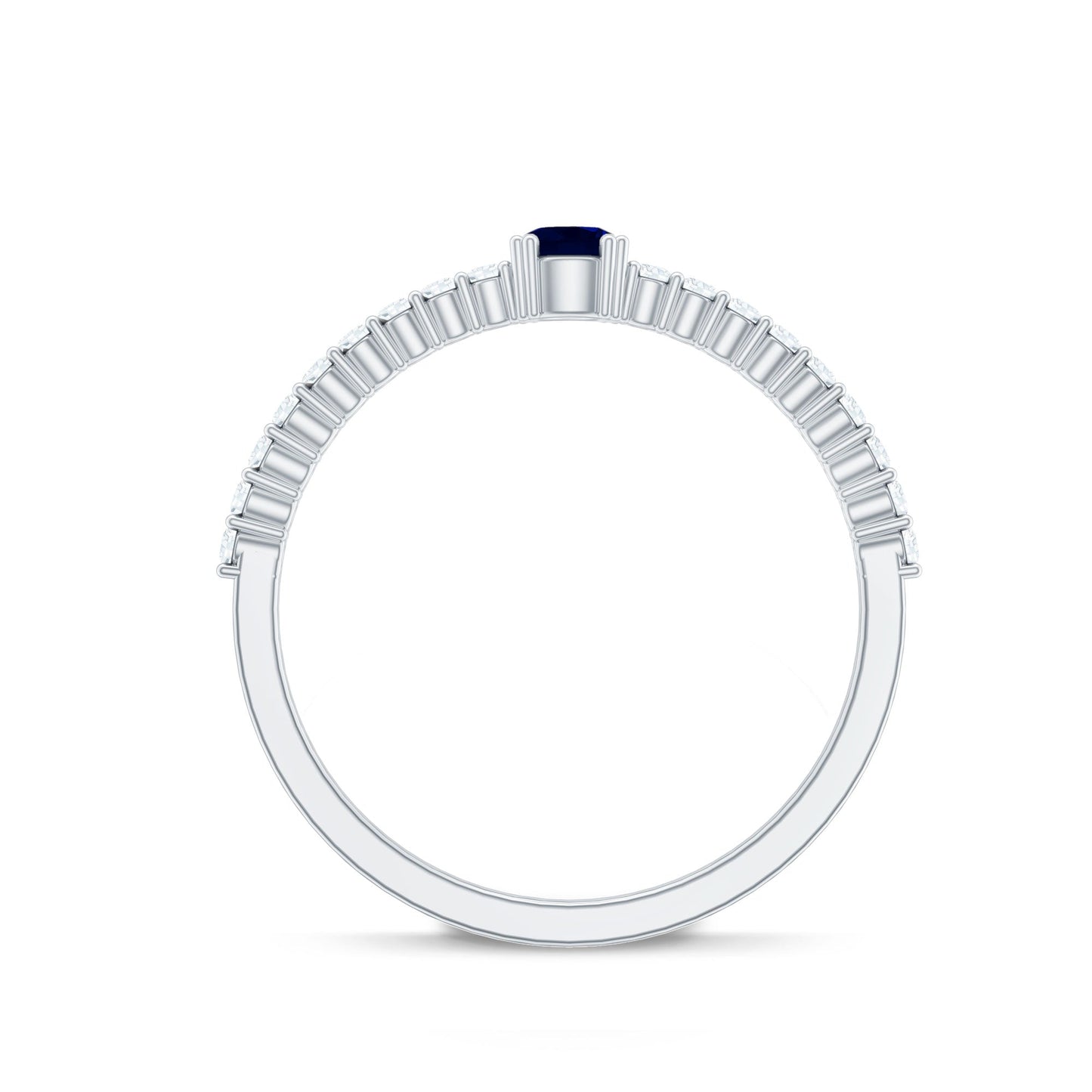 Genuine Blue Sapphire Promise Ring with Diamond