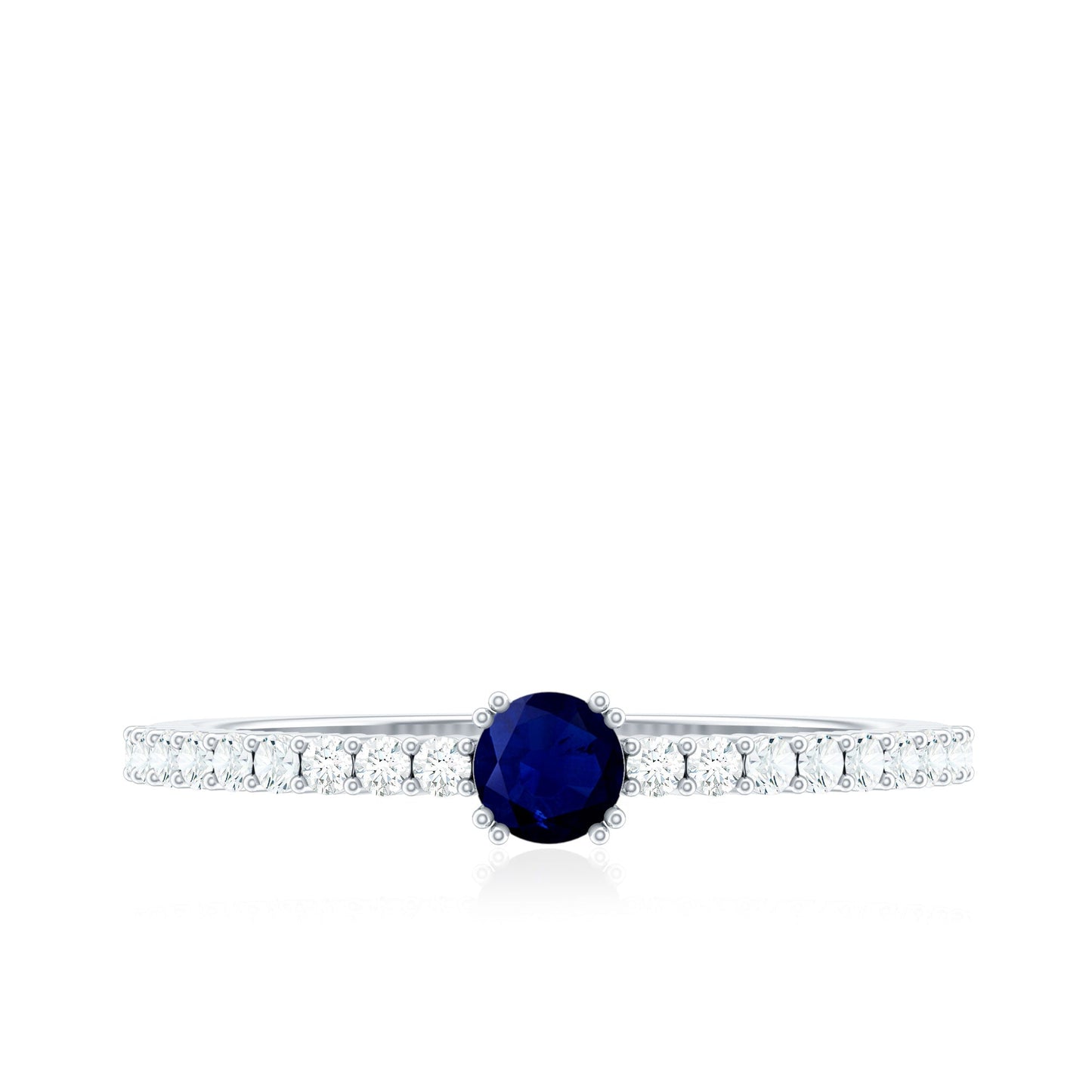 Genuine Blue Sapphire Promise Ring with Diamond