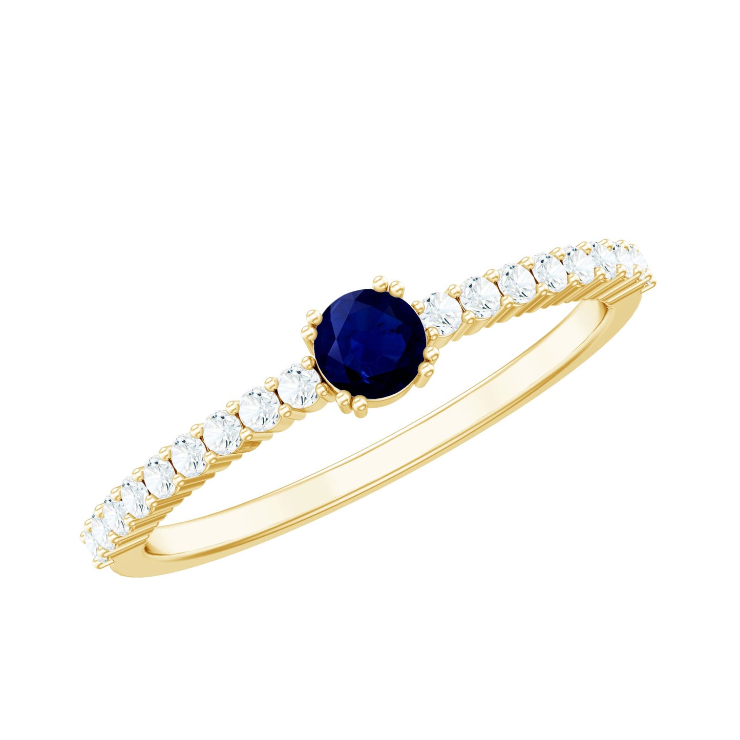 Genuine Blue Sapphire Promise Ring with Diamond