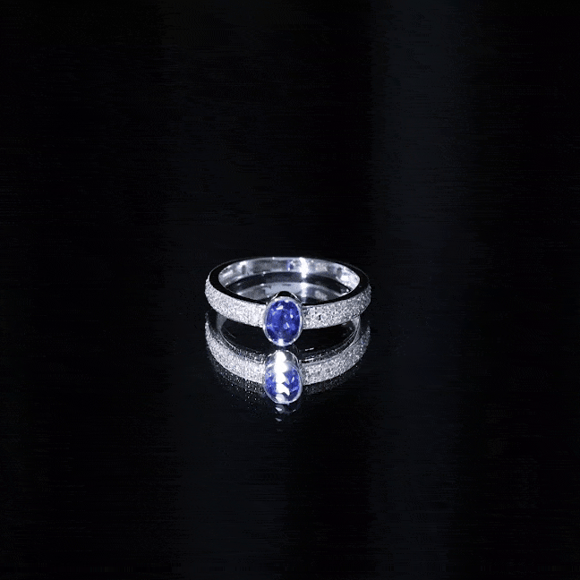 Certified 0.6 Carat Oval Lab Grown Blue Sapphire Engagement Ring with Diamond