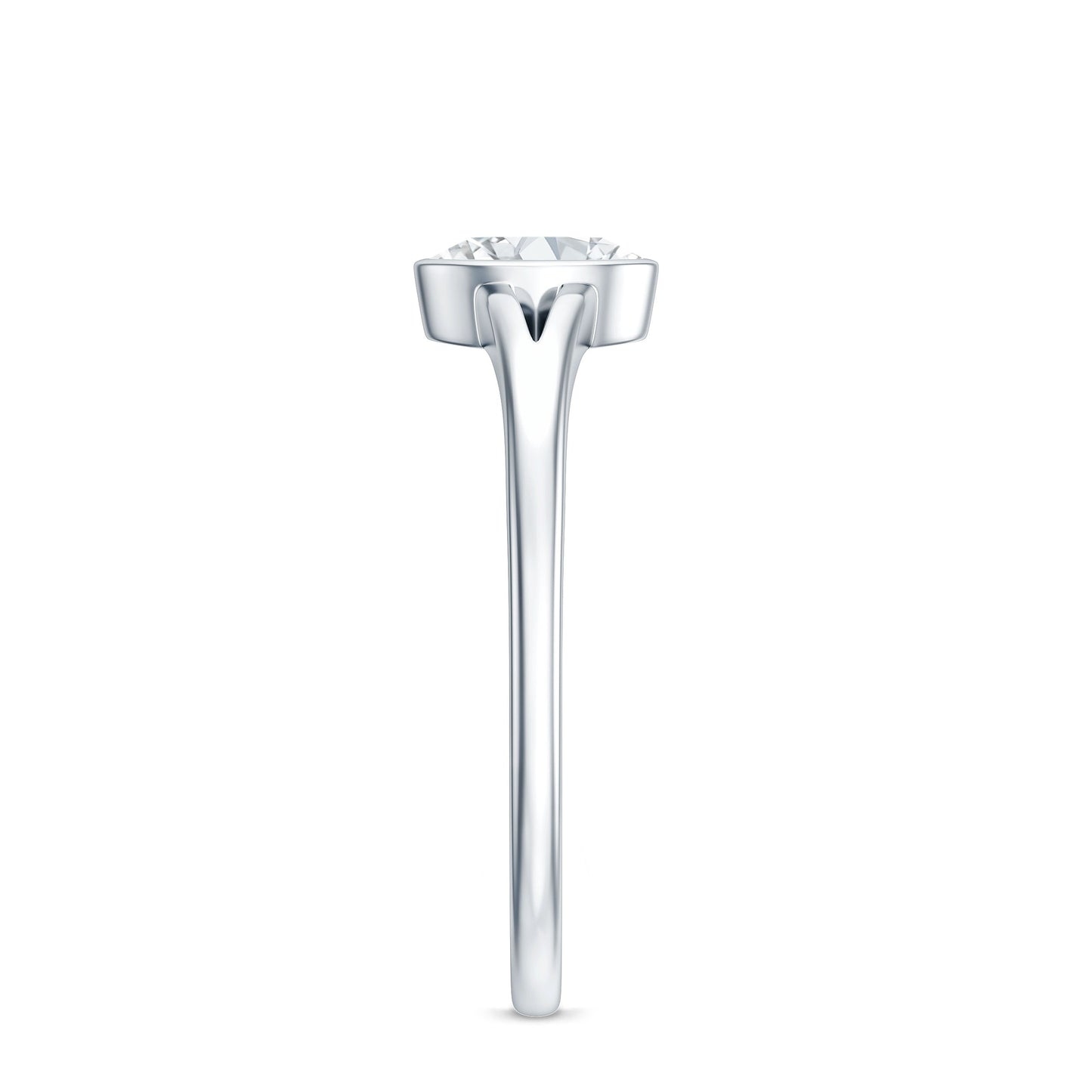 Bezel Set Oval Cut Moissanite Promise Ring in Split Shank