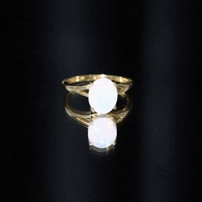 Natural 8X10 mm Ethiopian Opal Diamond Oval Engagement Ring with Split Shank