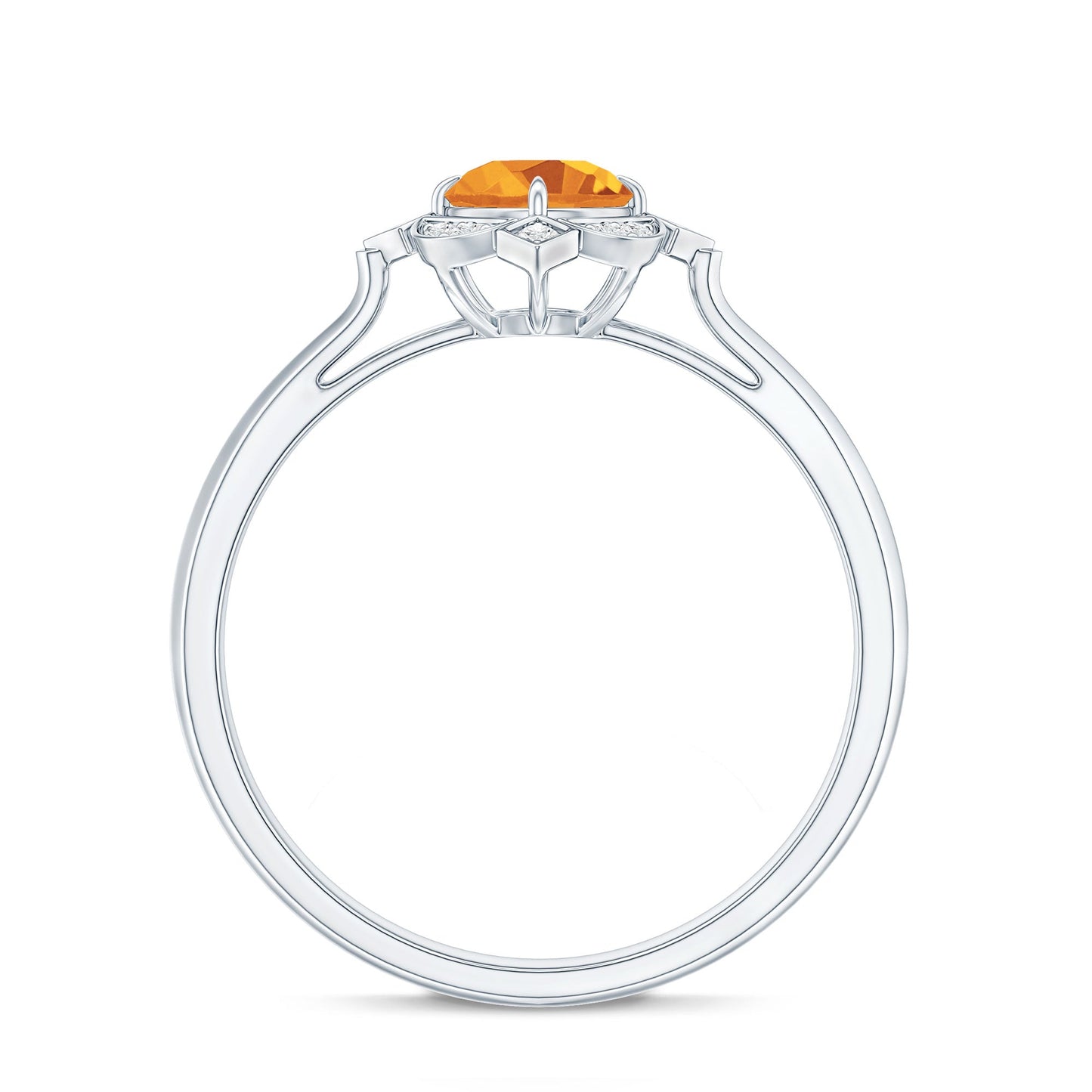 Vintage Inspired Citrine Engagement Ring with Diamond Halo
