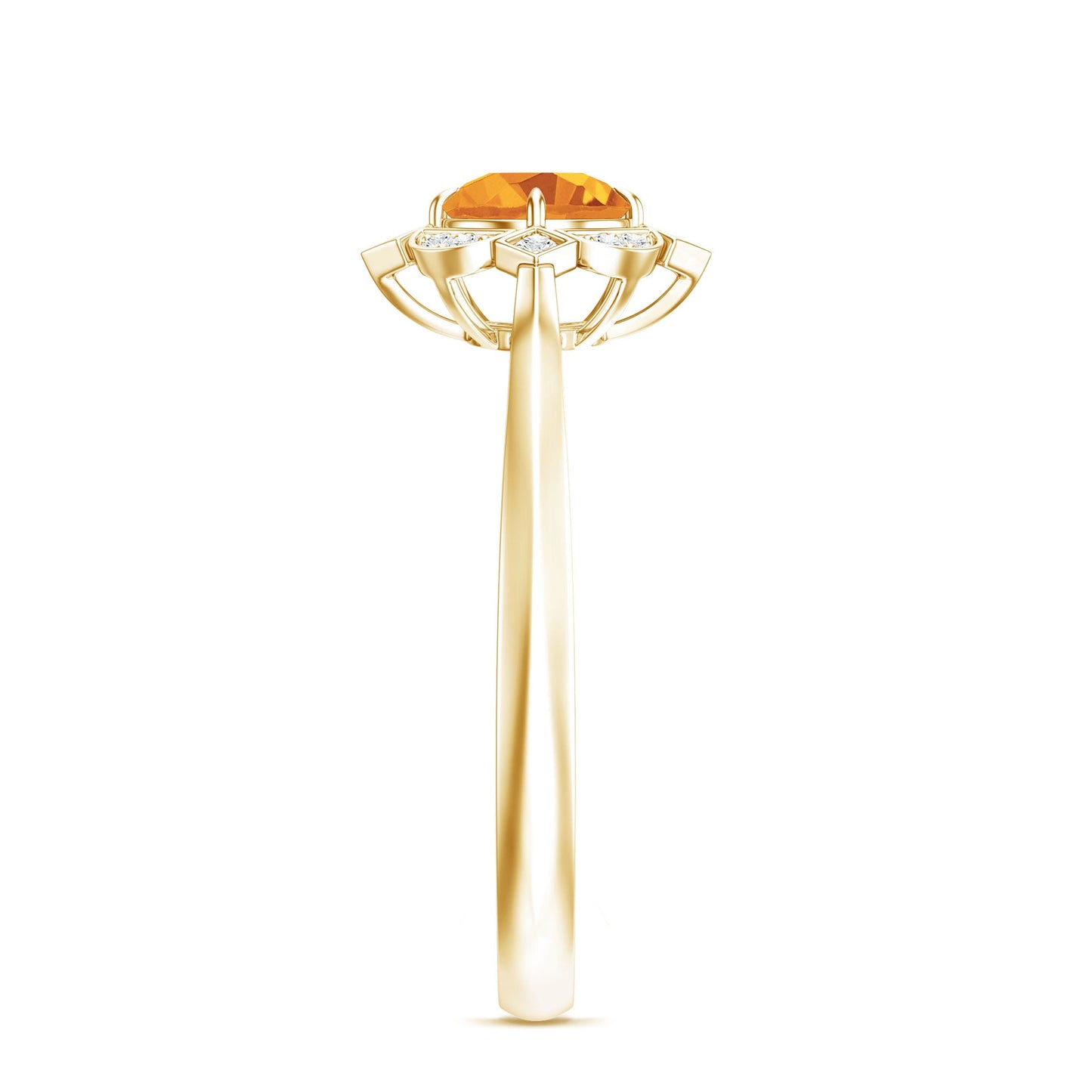 Vintage Inspired Citrine Engagement Ring with Diamond Halo
