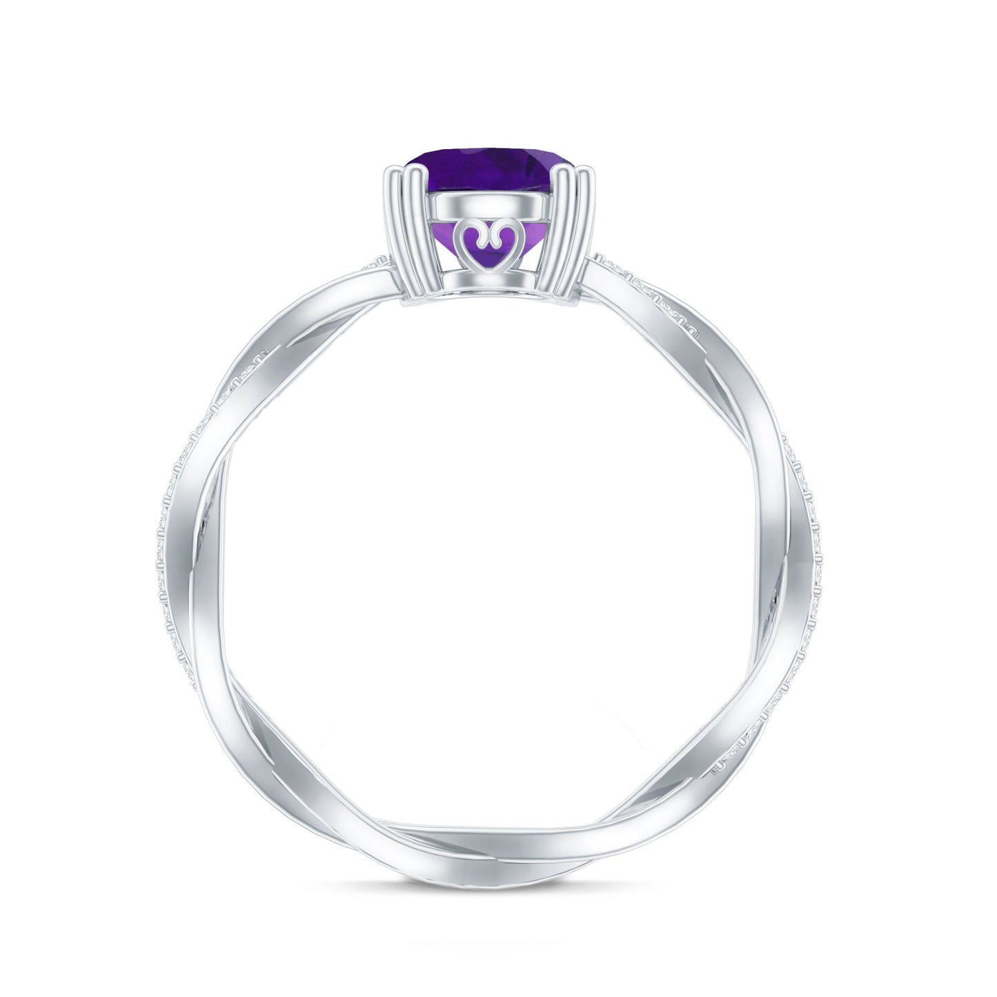 2.5 Carat Amethyst Oval Engagement Ring with Diamond Braided Shank