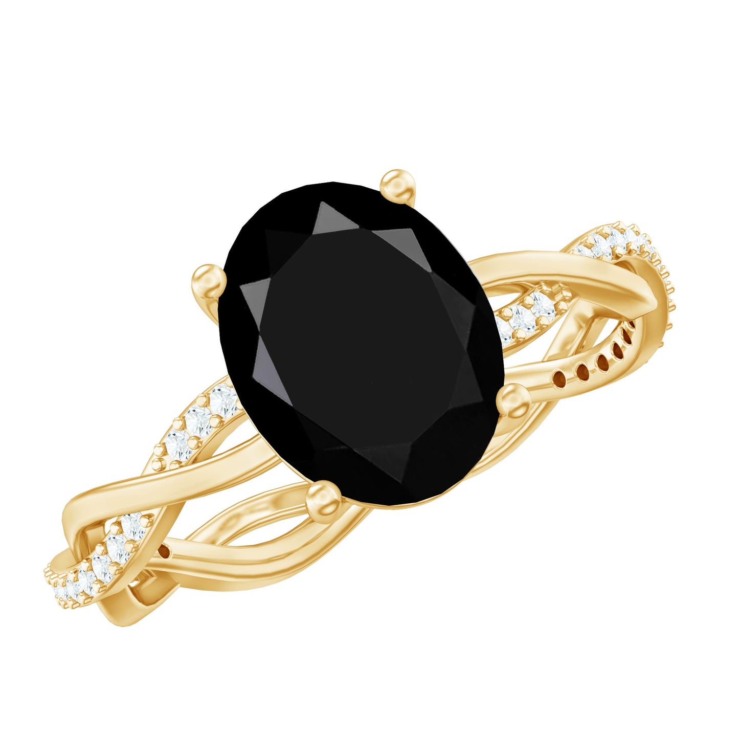 Certified 4.2 Carat Lab Grown Black Diamond Oval Engagement Ring with White Diamond