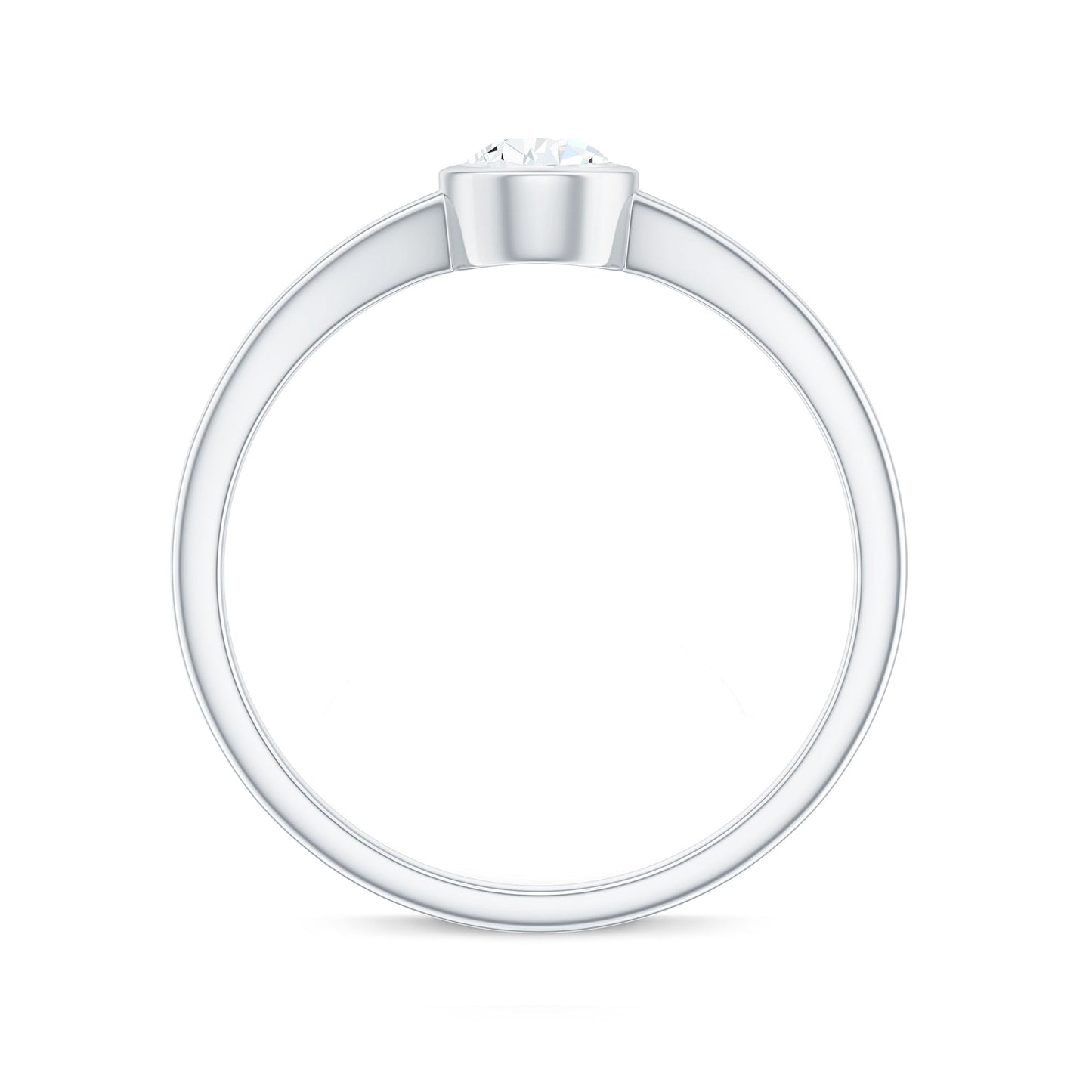 Bezel Set Pear Shaped Moissanite Promise Ring in Split Shank
