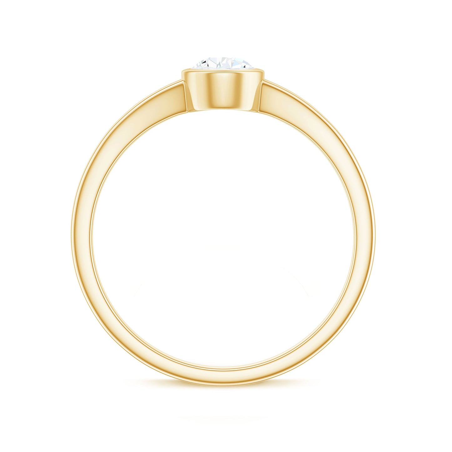 Bezel Set Pear Shaped Moissanite Promise Ring in Split Shank
