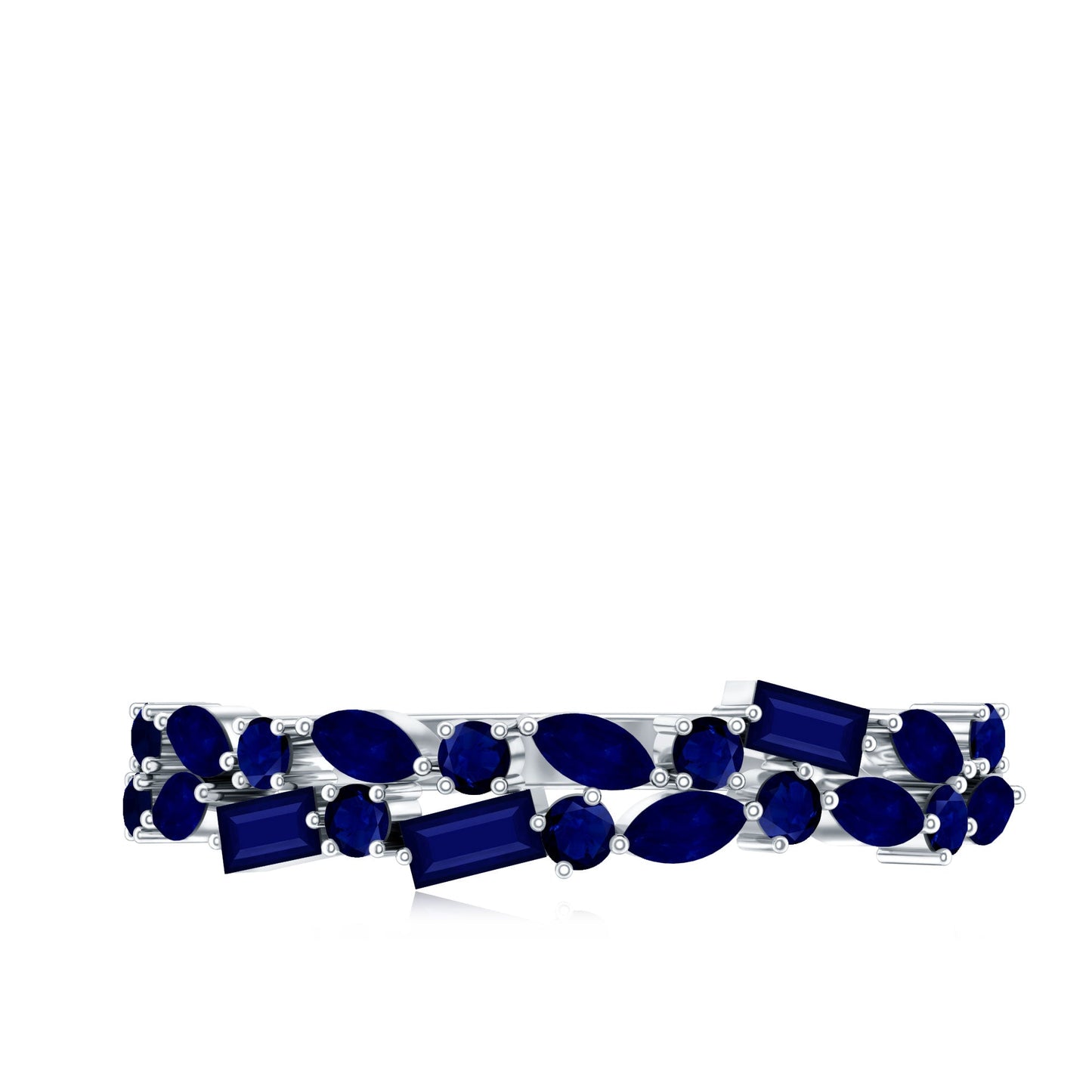 Natural Blue Sapphire Half Eternity Anniversary Ring for Women