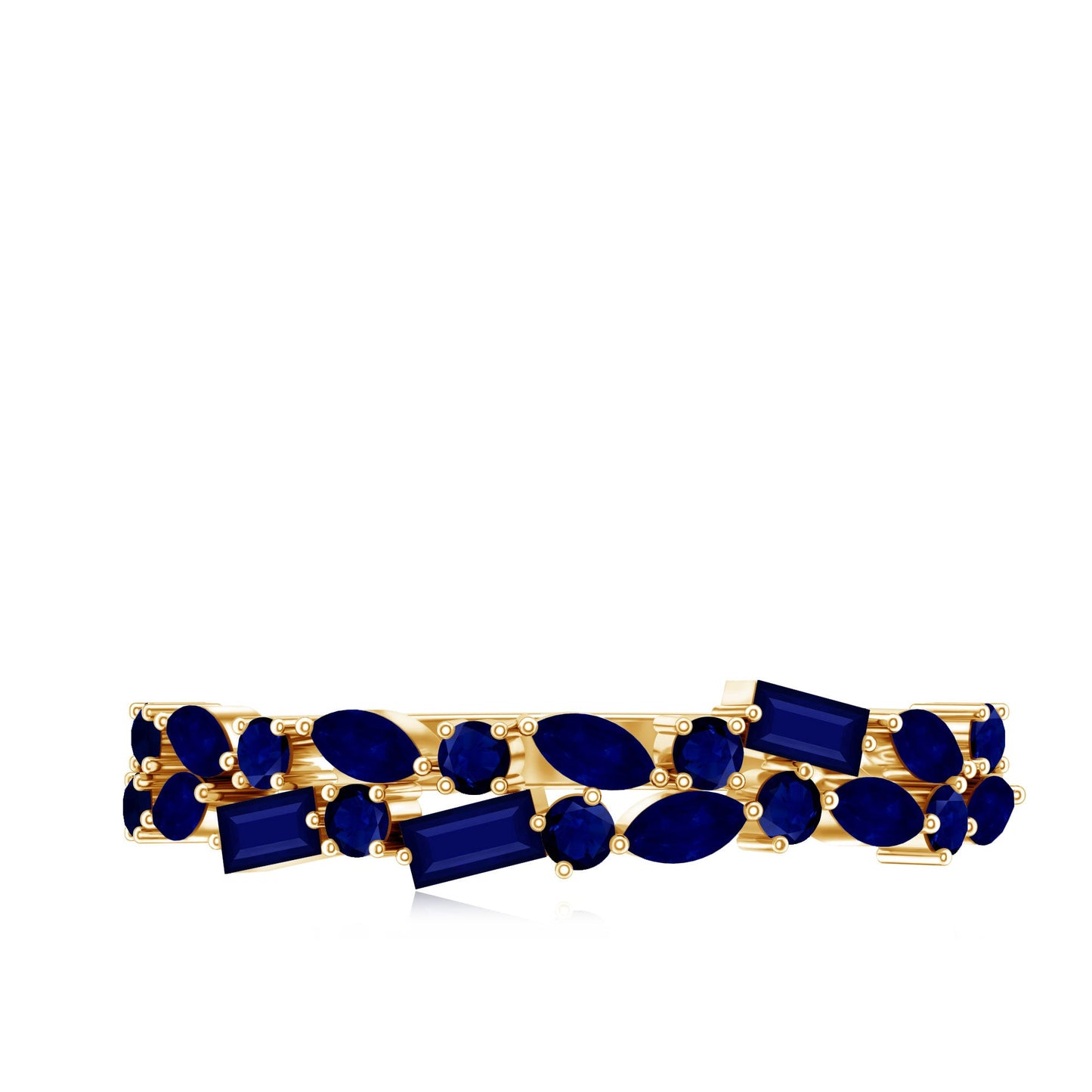 Natural Blue Sapphire Half Eternity Anniversary Ring for Women