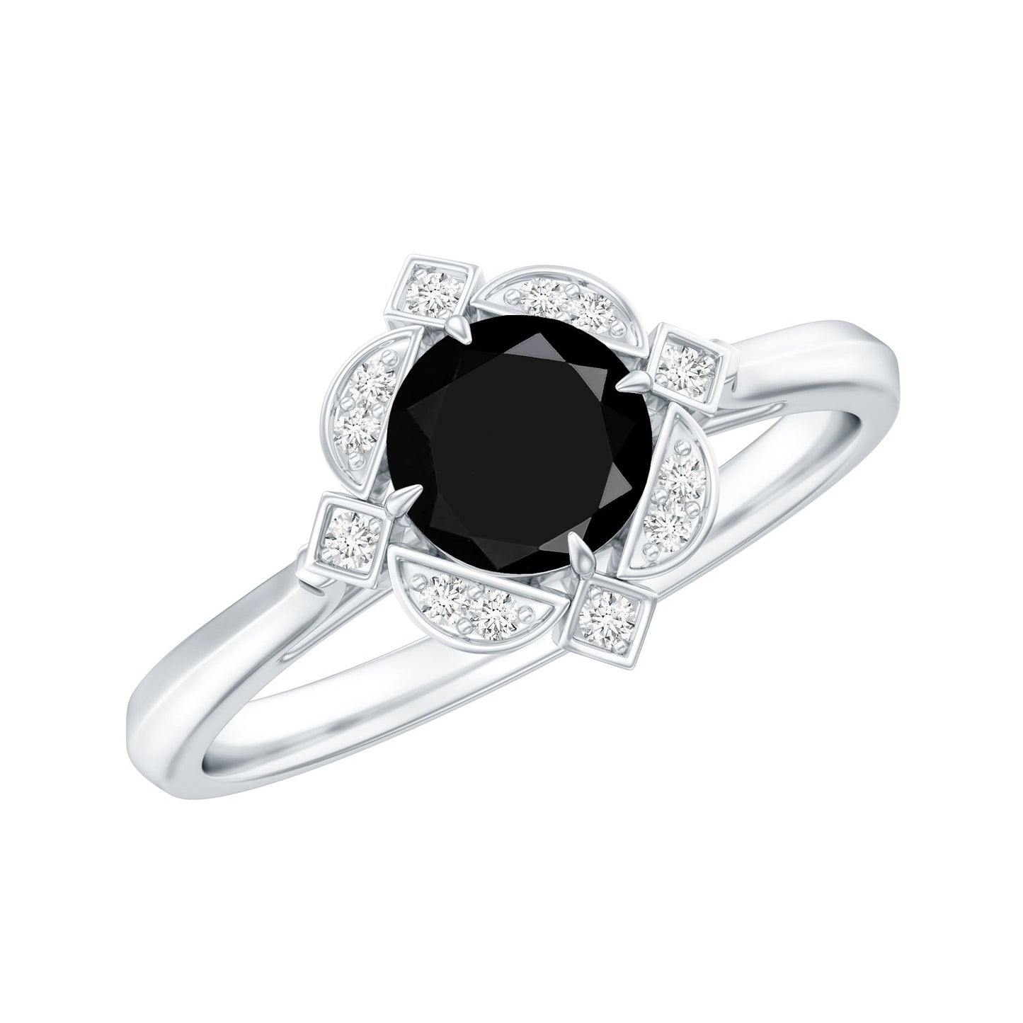 Vintage Looking 0.8 Carat Lab Grown Black and White Diamond Engagement Ring