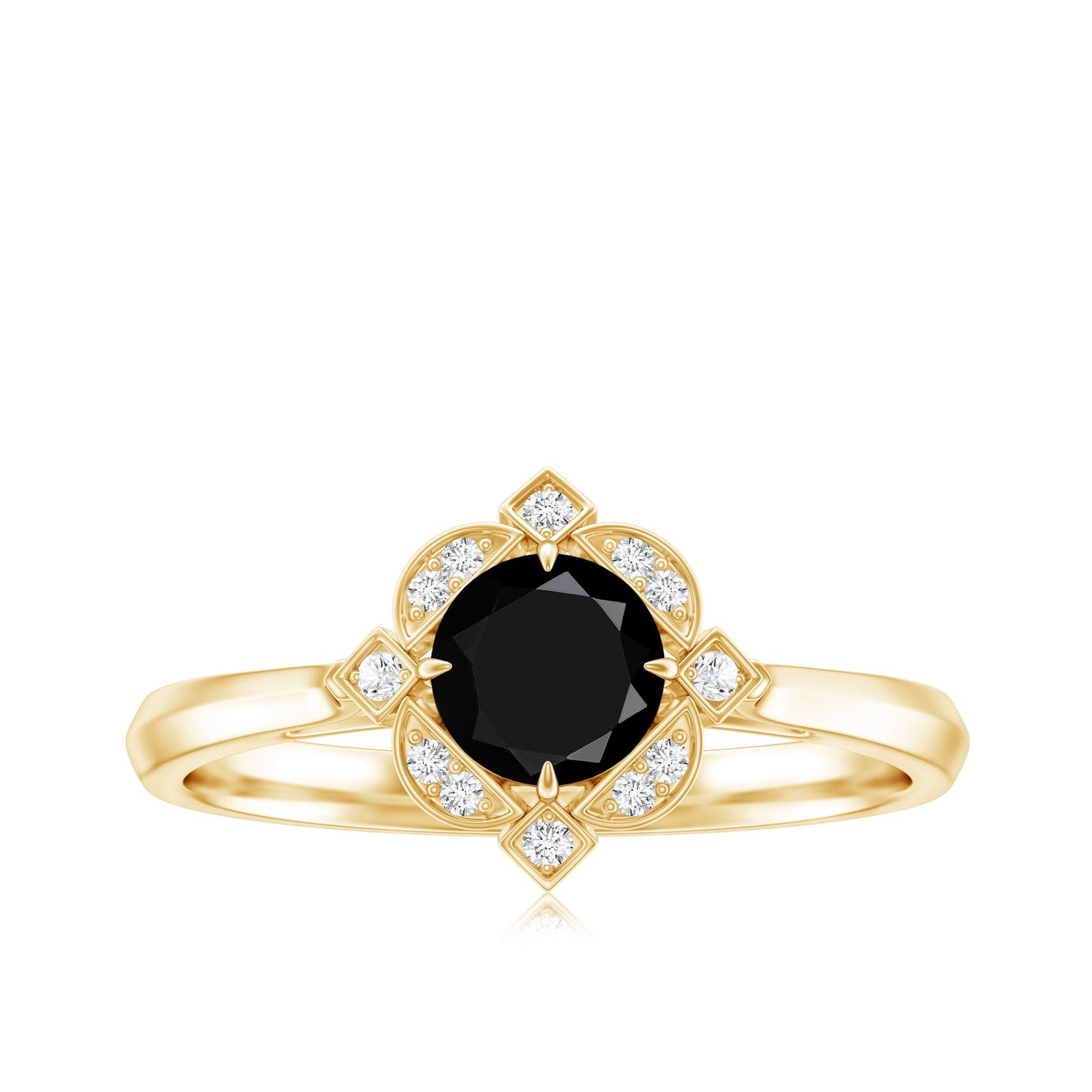 Vintage Looking 0.8 Carat Lab Grown Black and White Diamond Engagement Ring
