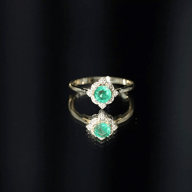 Natural Emerald and Diamond Vintage Inspired Engagement Ring For Her