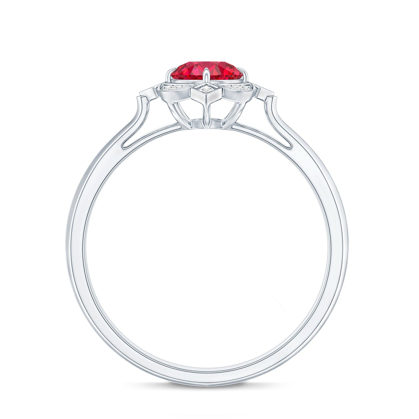 Certified Lab Created Ruby and Diamond Vintage Looking Engagement Ring