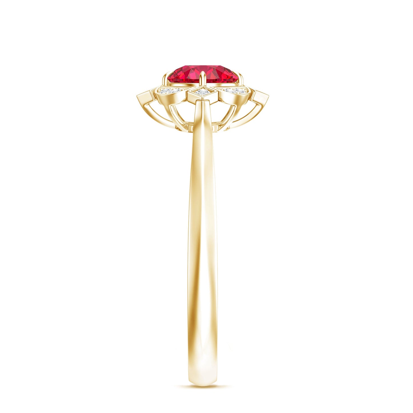 Certified Lab Created Ruby and Diamond Vintage Looking Engagement Ring