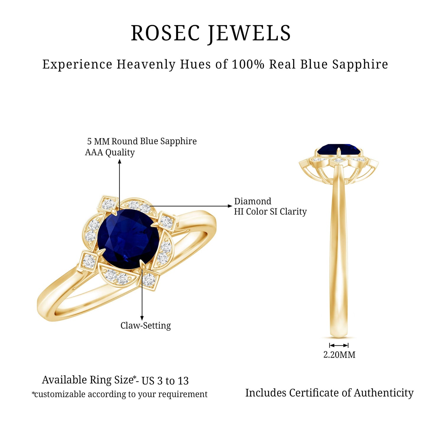 Vintage Style 0.9 Carat Blue Sapphire Engagement Ring with Diamond Halo