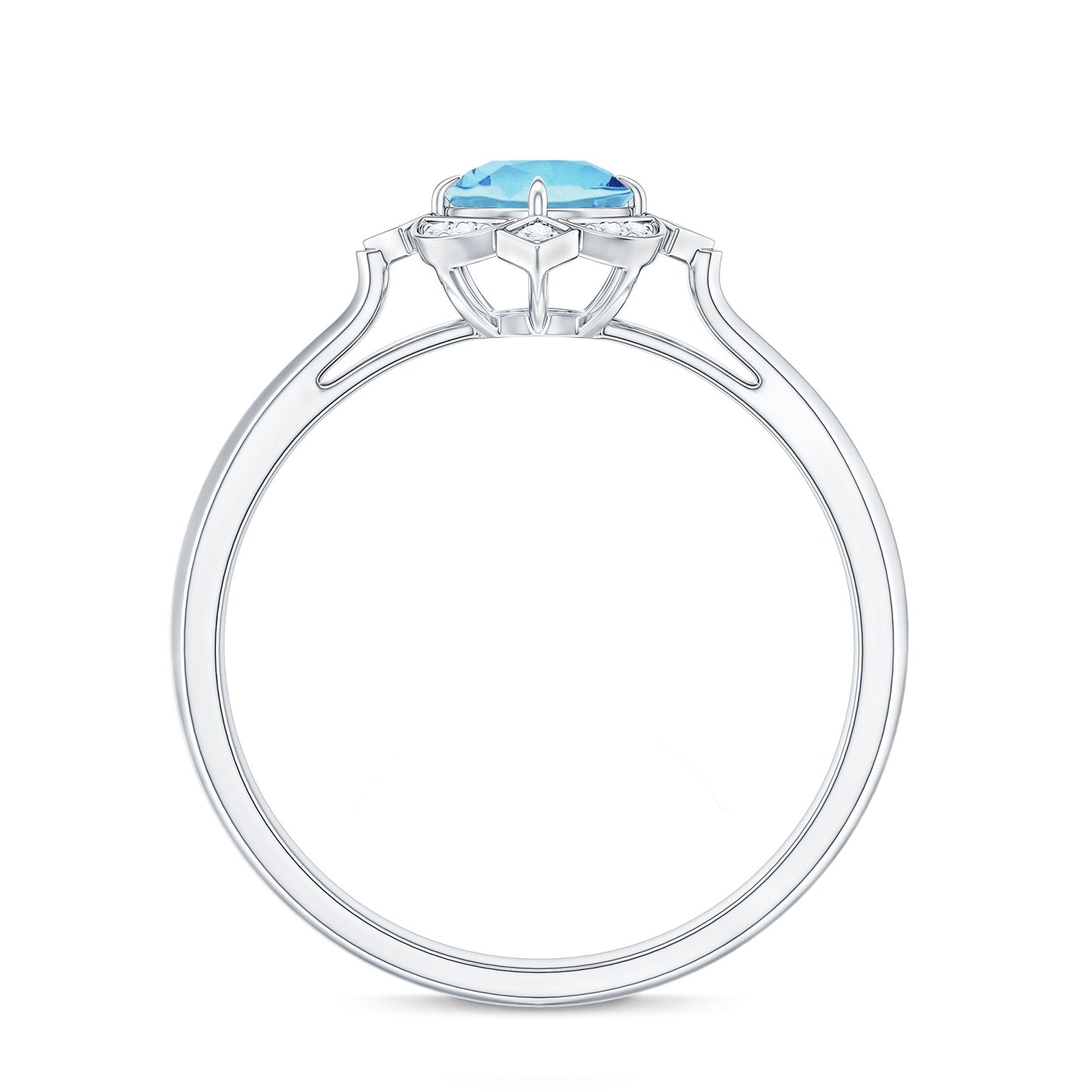 Vintage Inspired Aquamarine and Diamond Engagement Ring with Certificate