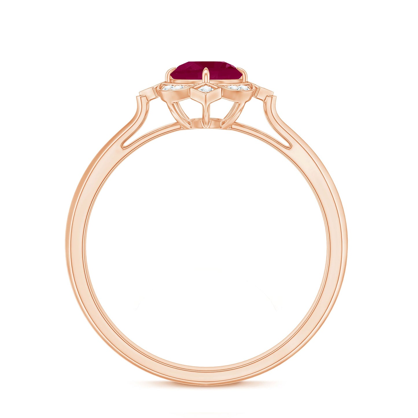 Vintage Style 0.6 Carat Ruby Engagement Ring with Diamond Halo