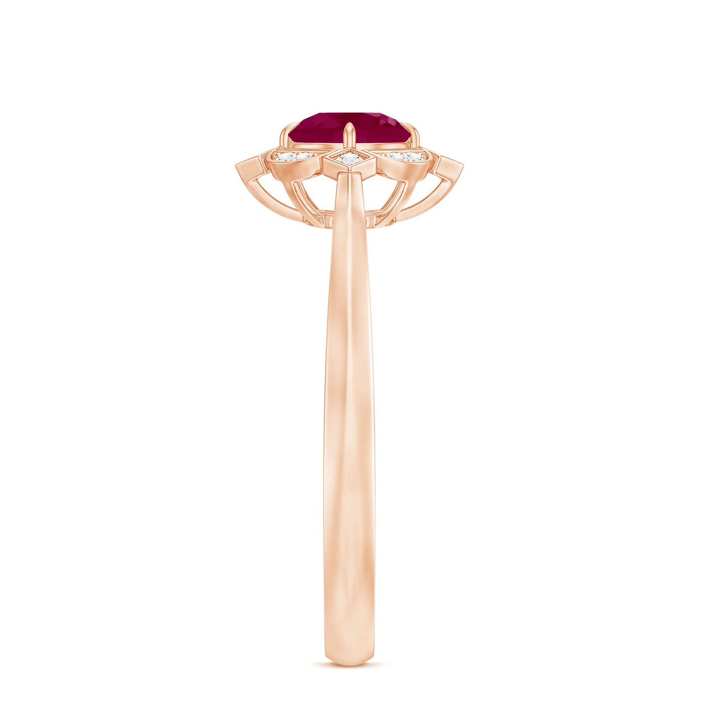 Vintage Style 0.6 Carat Ruby Engagement Ring with Diamond Halo