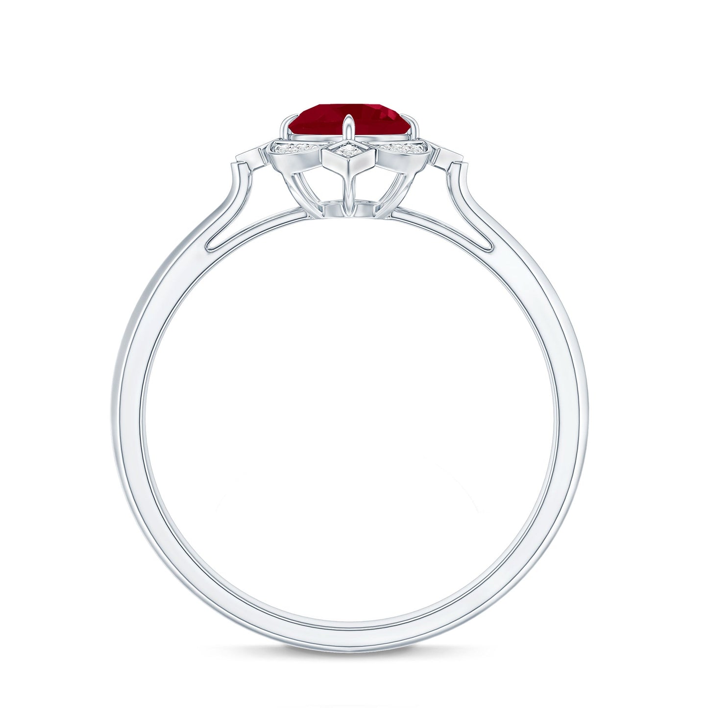 Vintage Style 0.6 Carat Ruby Engagement Ring with Diamond Halo
