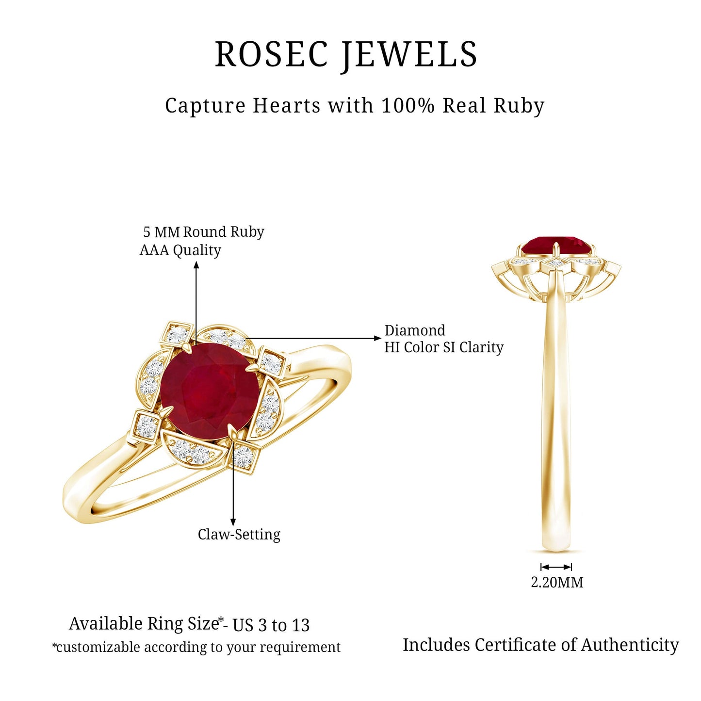 Vintage Style 0.6 Carat Ruby Engagement Ring with Diamond Halo