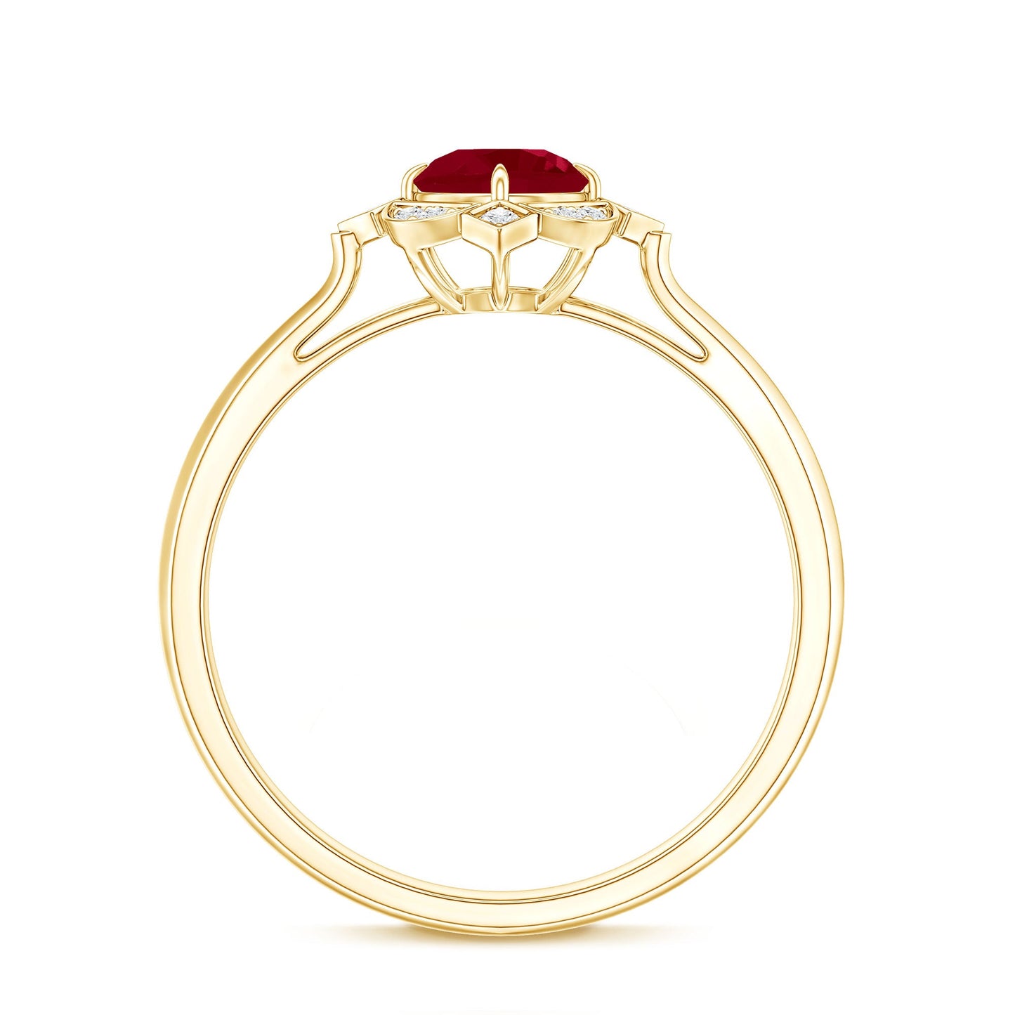 Vintage Style 0.6 Carat Ruby Engagement Ring with Diamond Halo