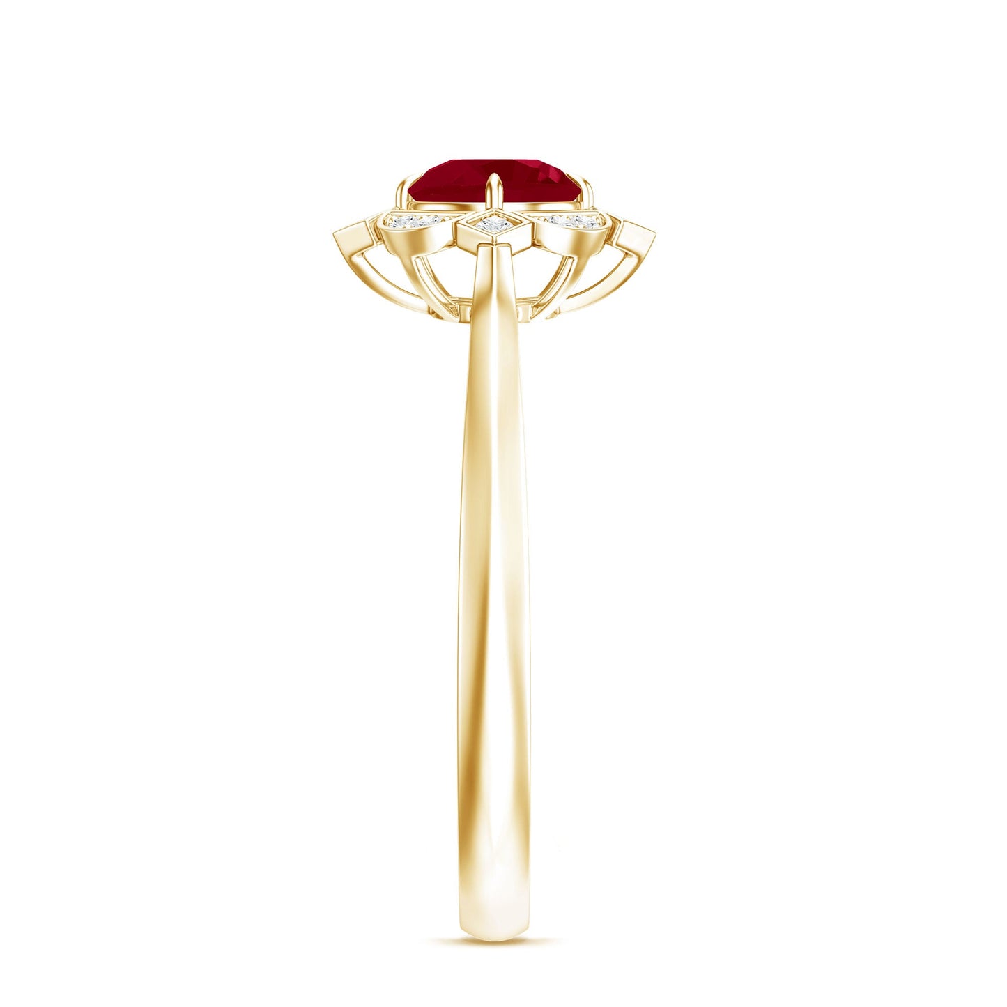 Vintage Style 0.6 Carat Ruby Engagement Ring with Diamond Halo