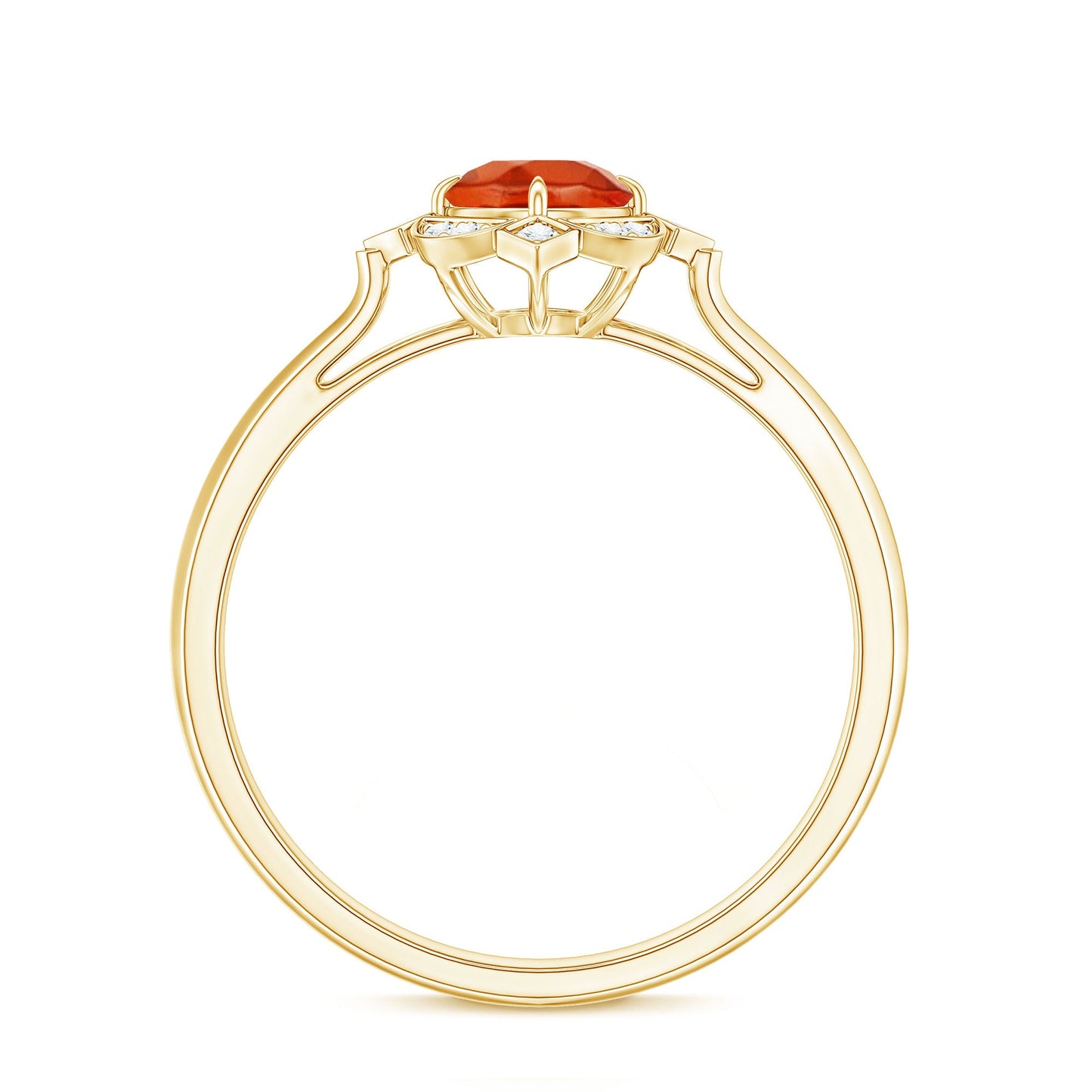 0.4 Carat Vintage Fire Opal and Diamond Engagement Ring