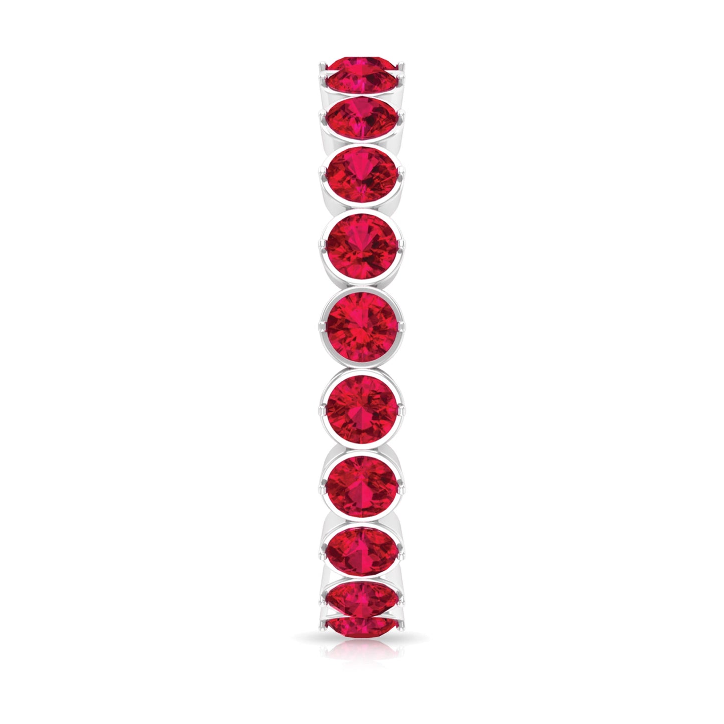 Round Lab Created Ruby Full Eternity Ring in Prong Setting