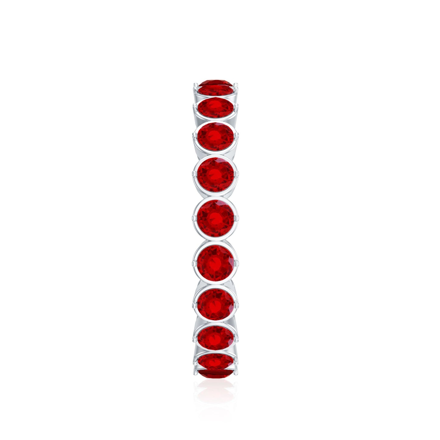 Round Lab Created Ruby Full Eternity Ring in Prong Setting