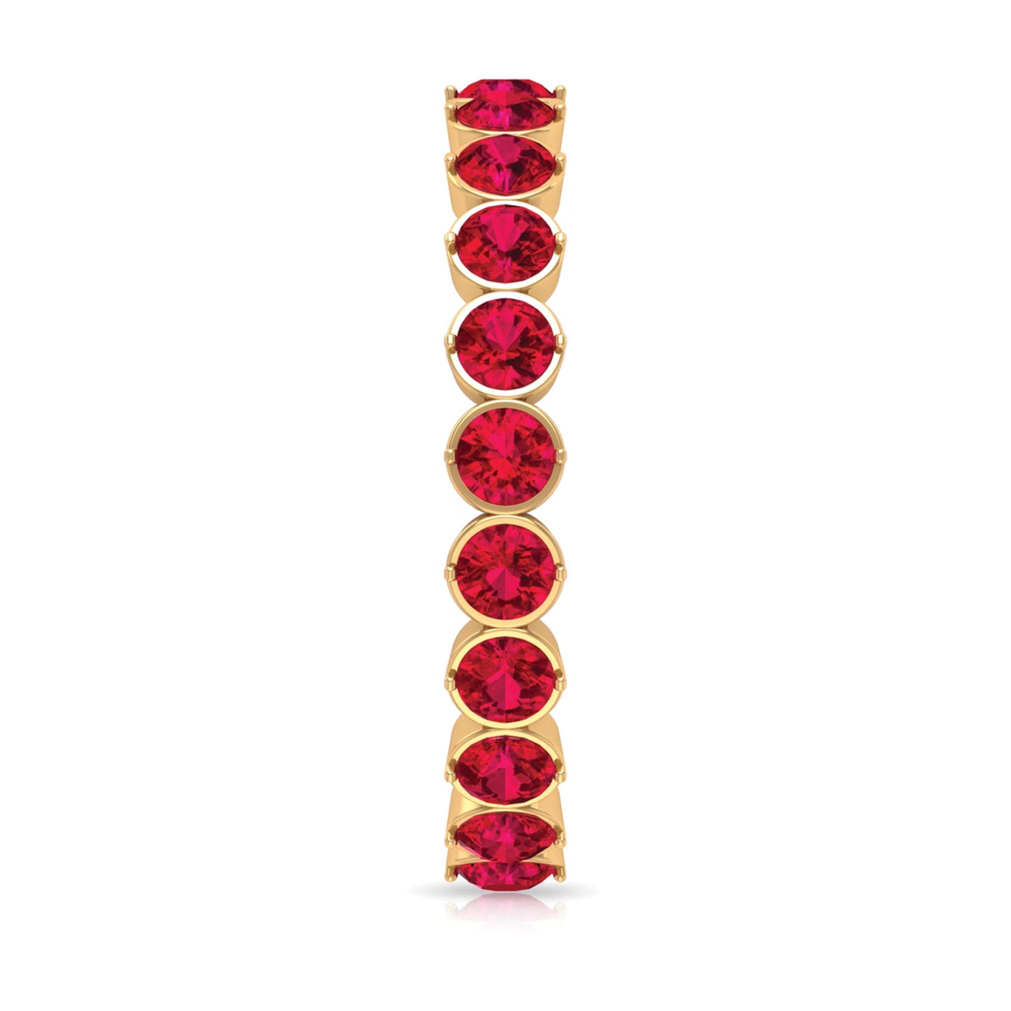 Round Lab Created Ruby Full Eternity Ring in Prong Setting