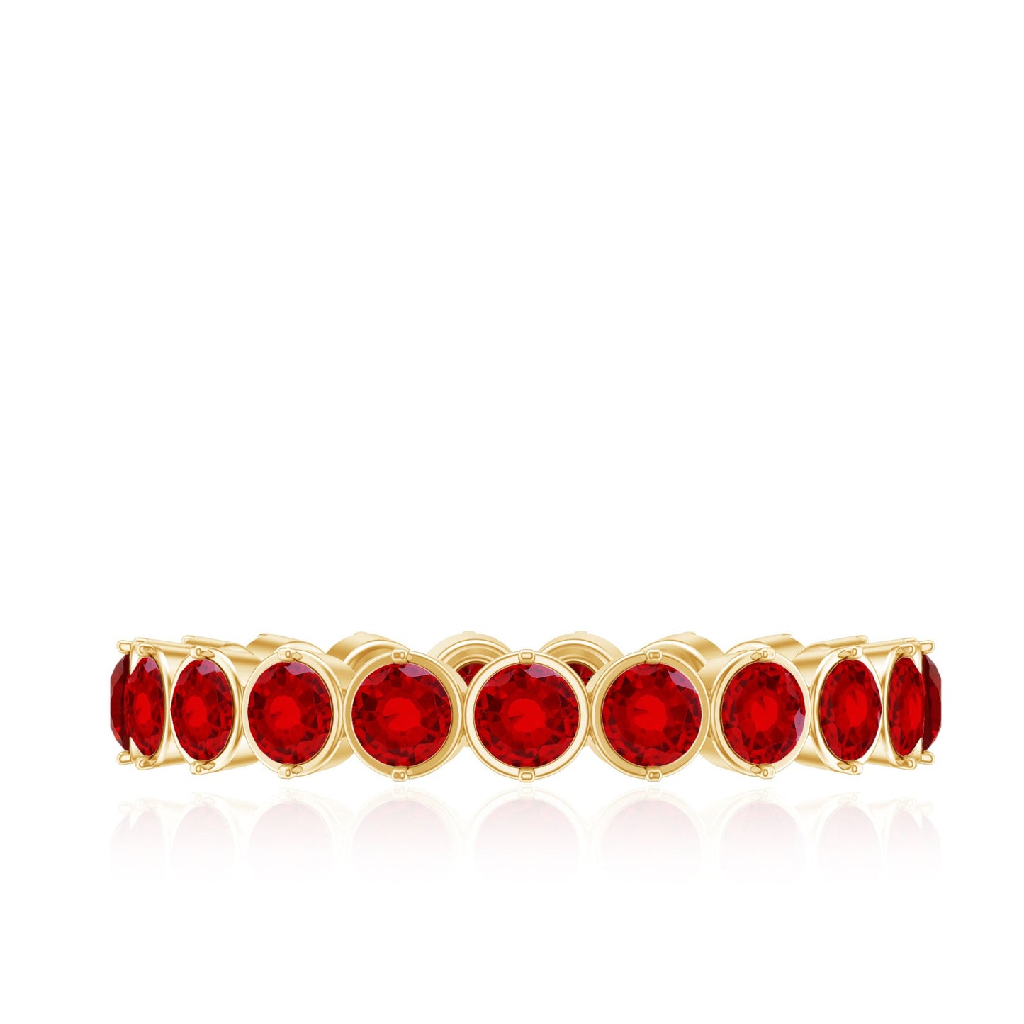 Round Lab Created Ruby Full Eternity Ring in Prong Setting