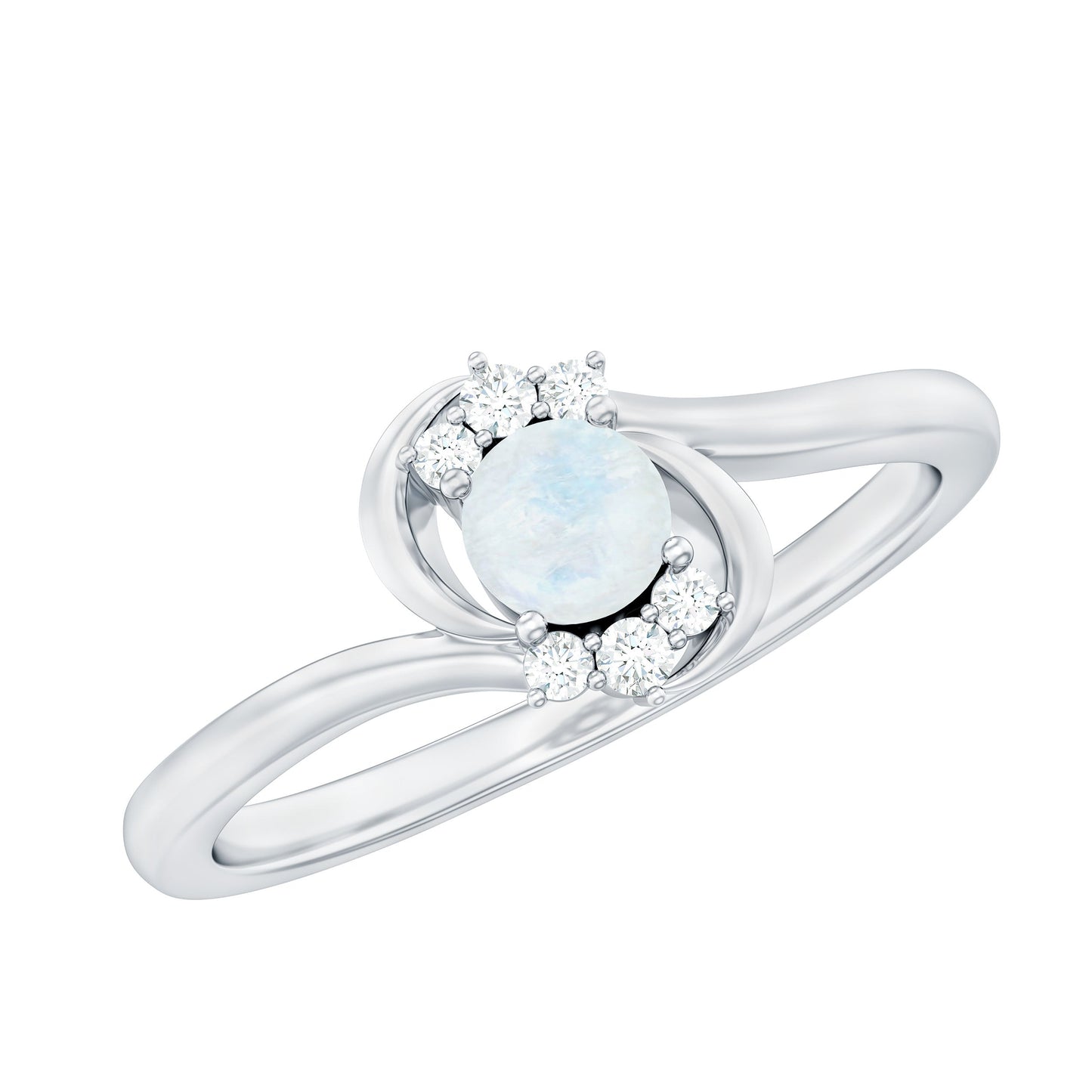 Genuine Moonstone and Diamond Bypass Promise Ring