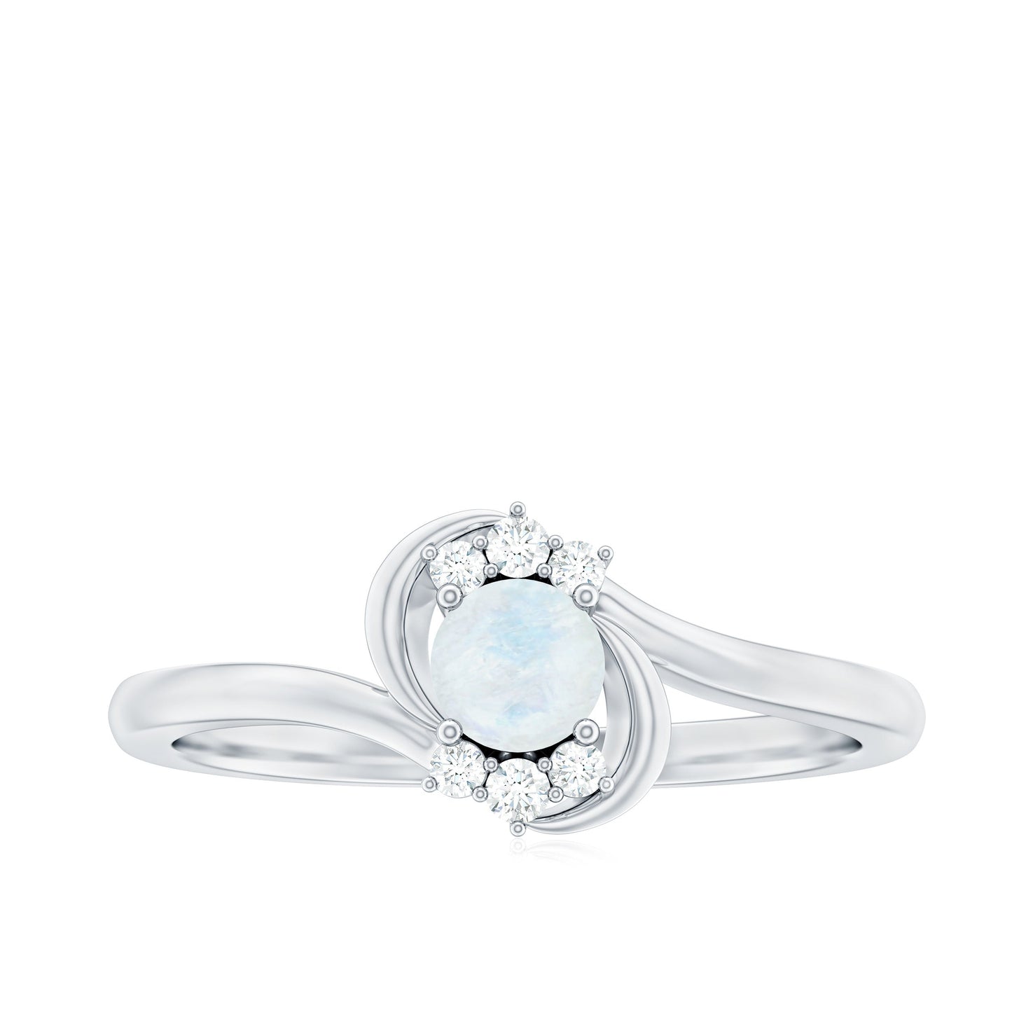 Genuine Moonstone and Diamond Bypass Promise Ring