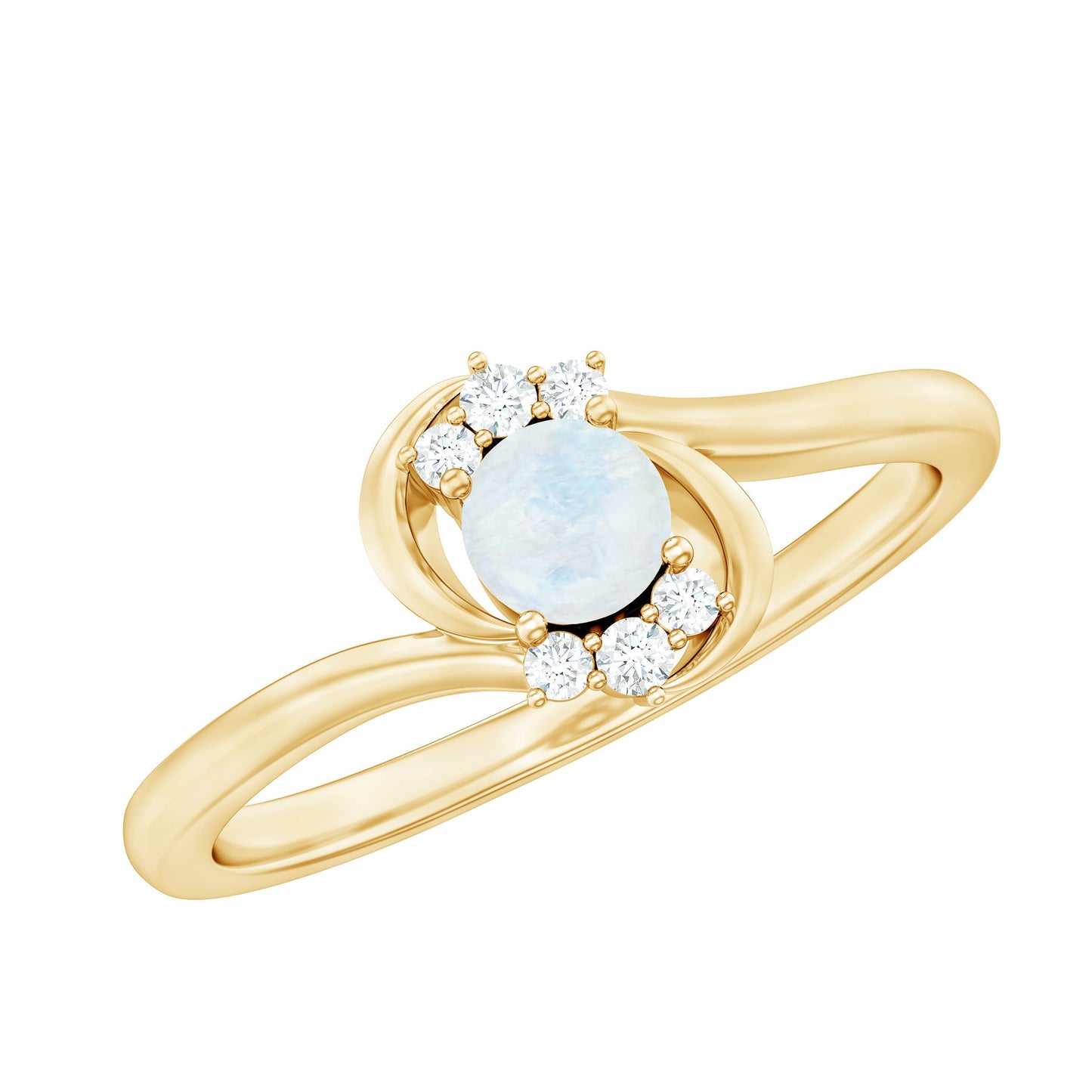 Genuine Moonstone and Diamond Bypass Promise Ring
