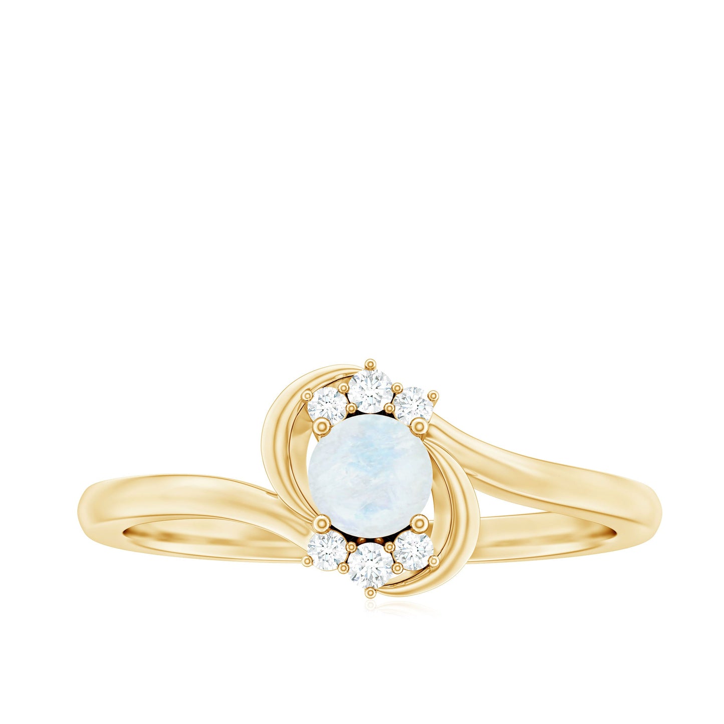 Genuine Moonstone and Diamond Bypass Promise Ring