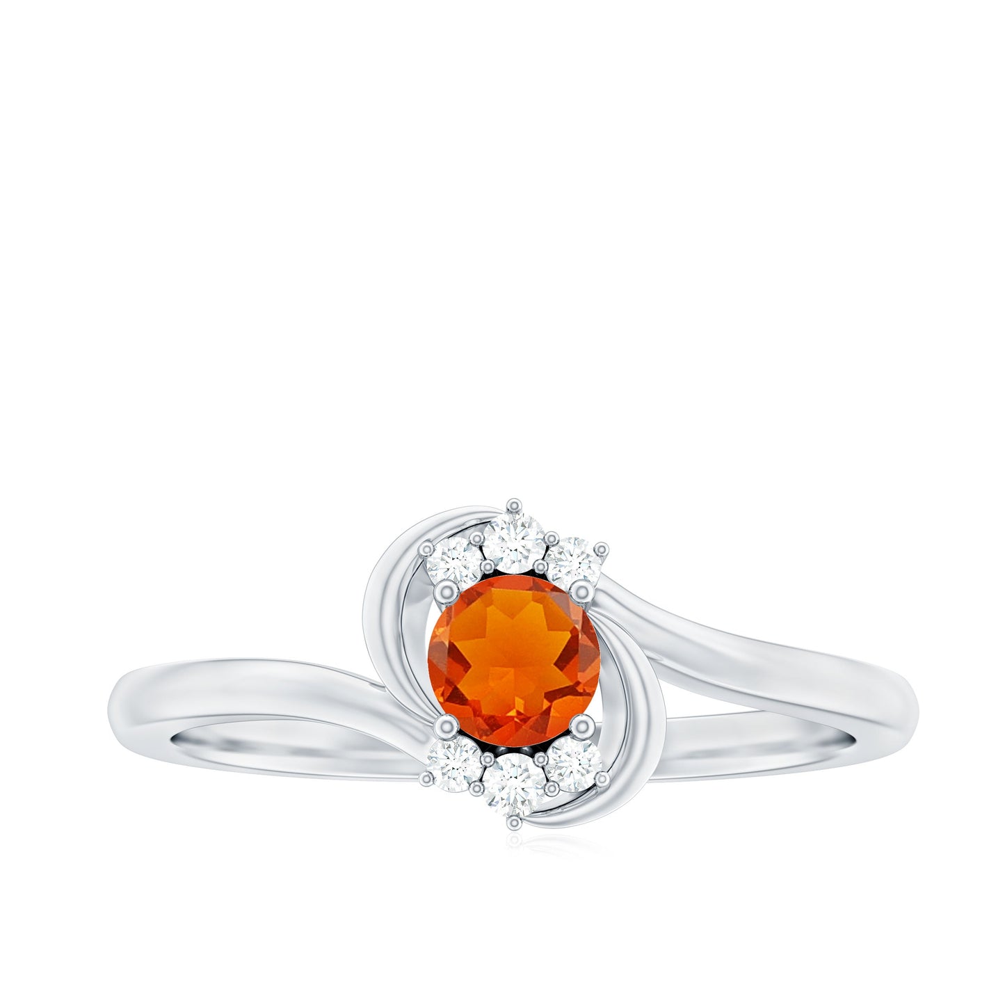 0.4 Carat Fire Opal and Diamond Bypass Promise Ring
